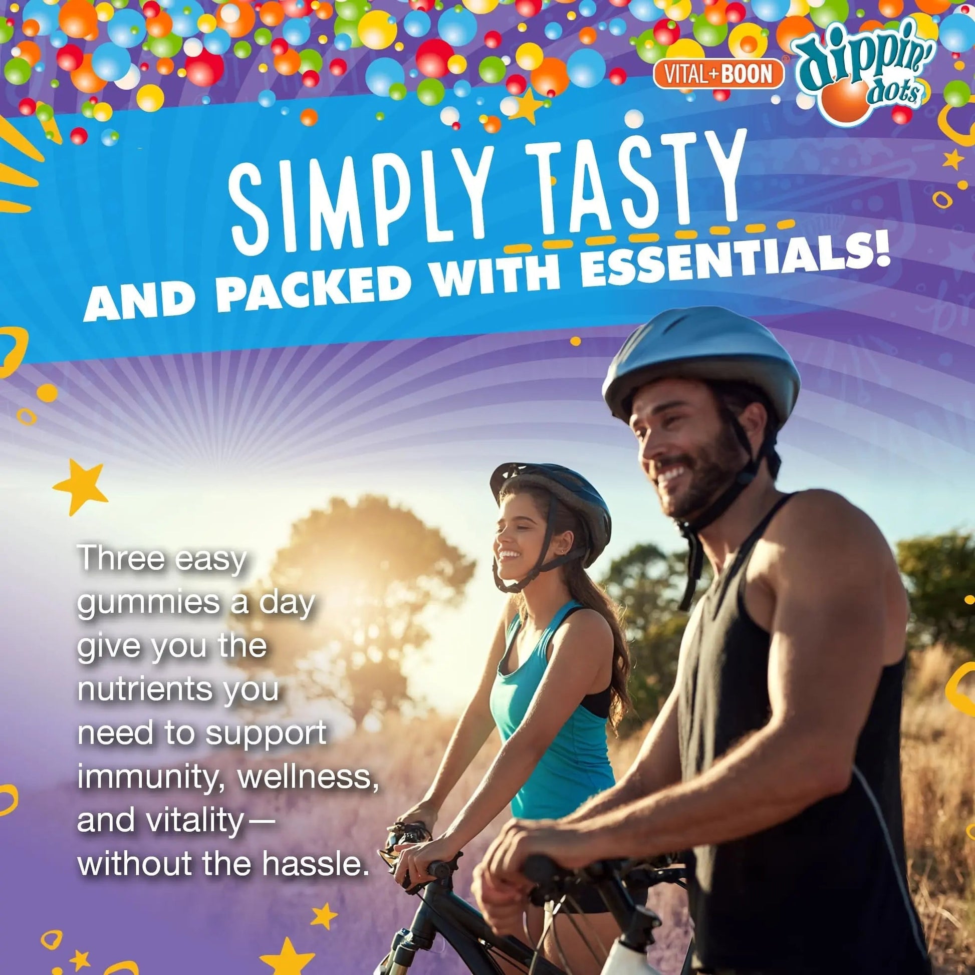 Vital+Boon Dippin' Dots - Multivitamin Gummies for Adults - Gummy Vitamins with Vitamin A, B6, C, D3, E & Folic Acid - Vegetarian Vital+Boon buy supplements canada