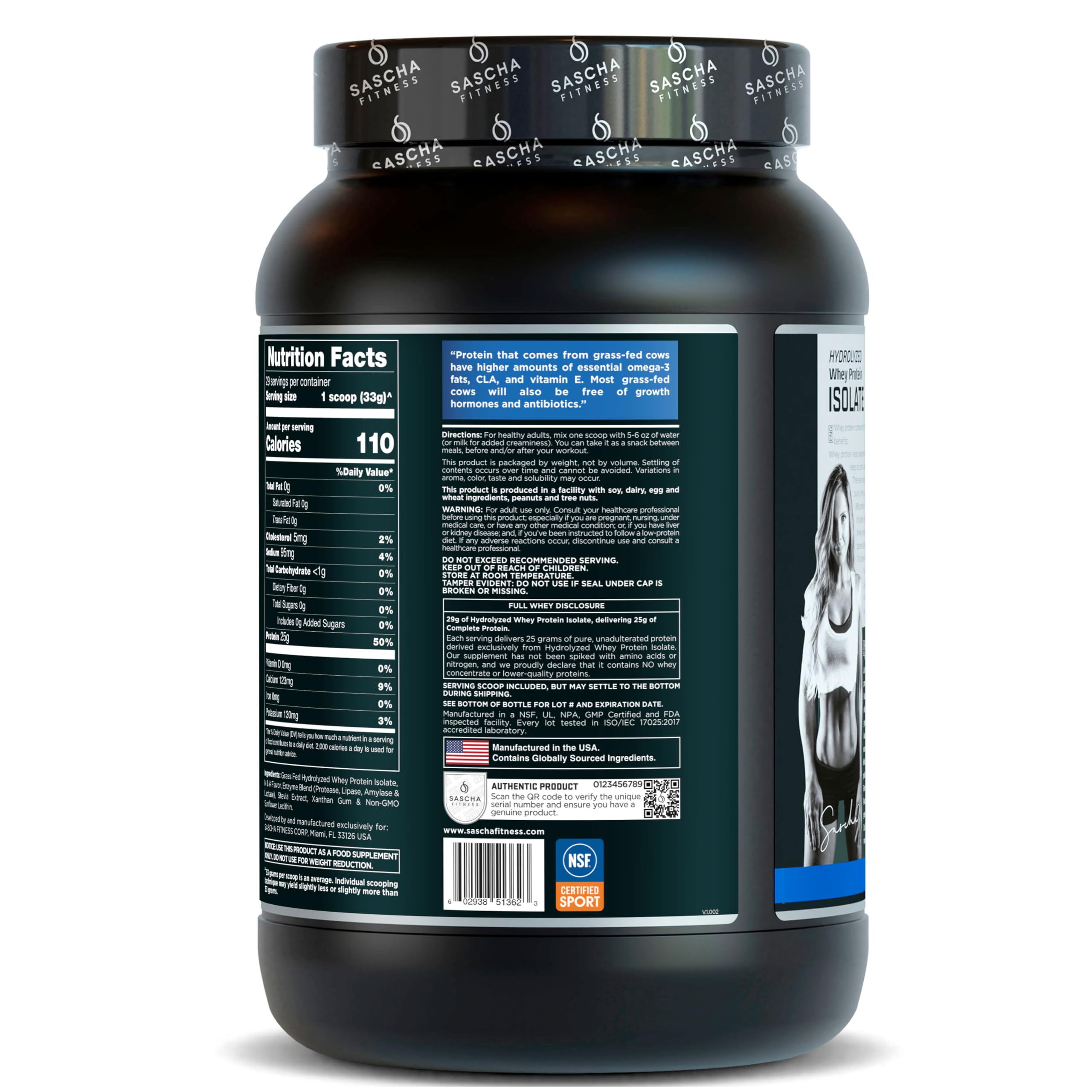 SASCHA FITNESS Hydrolyzed Whey Protein Isolate,100% Grass-Fed (2 Pounds, Vanilla) SASCHA FITNESS buy supplements canada