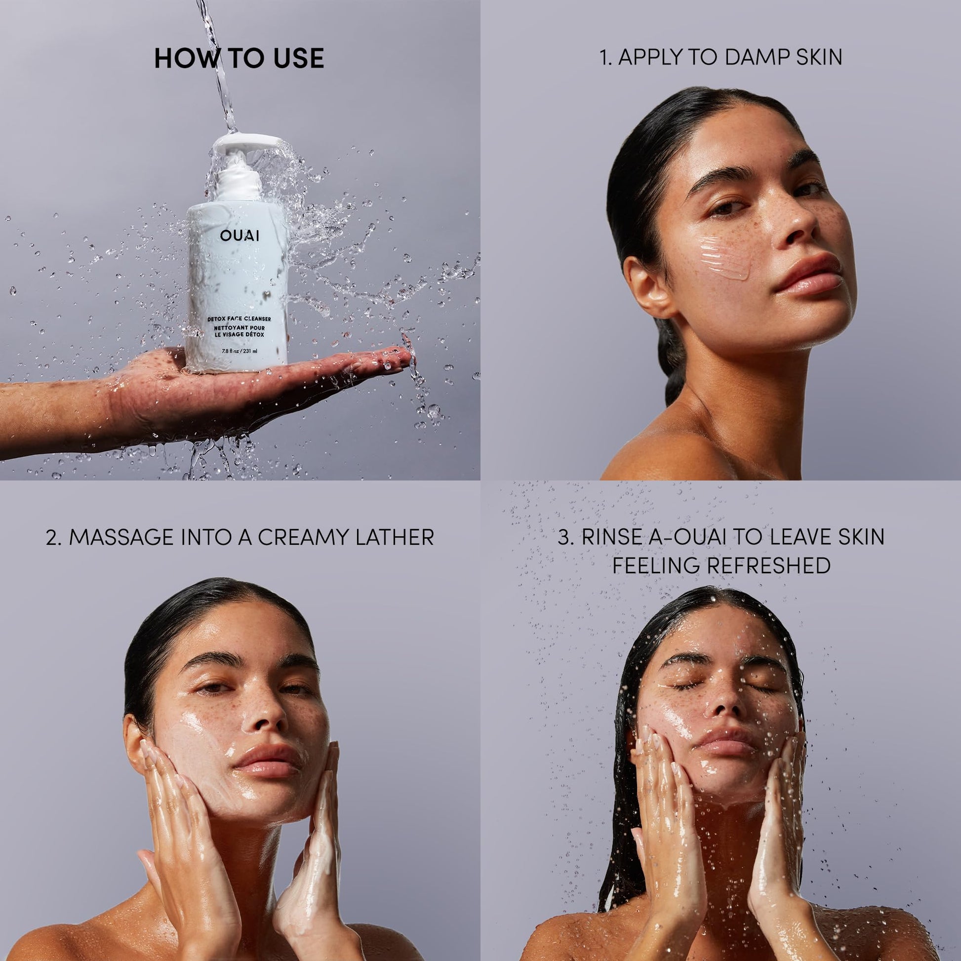 OUAI Detox Facial Cleanser - Deep Cleansing Face Wash with Glycolic Acid, Niacinamide & PHA - Removes Sweat, Dirt & Oil Without Drying - Gentle Face Cleanser for Post-Workout (7.8 Fl Oz) OUAI buy supplements canada