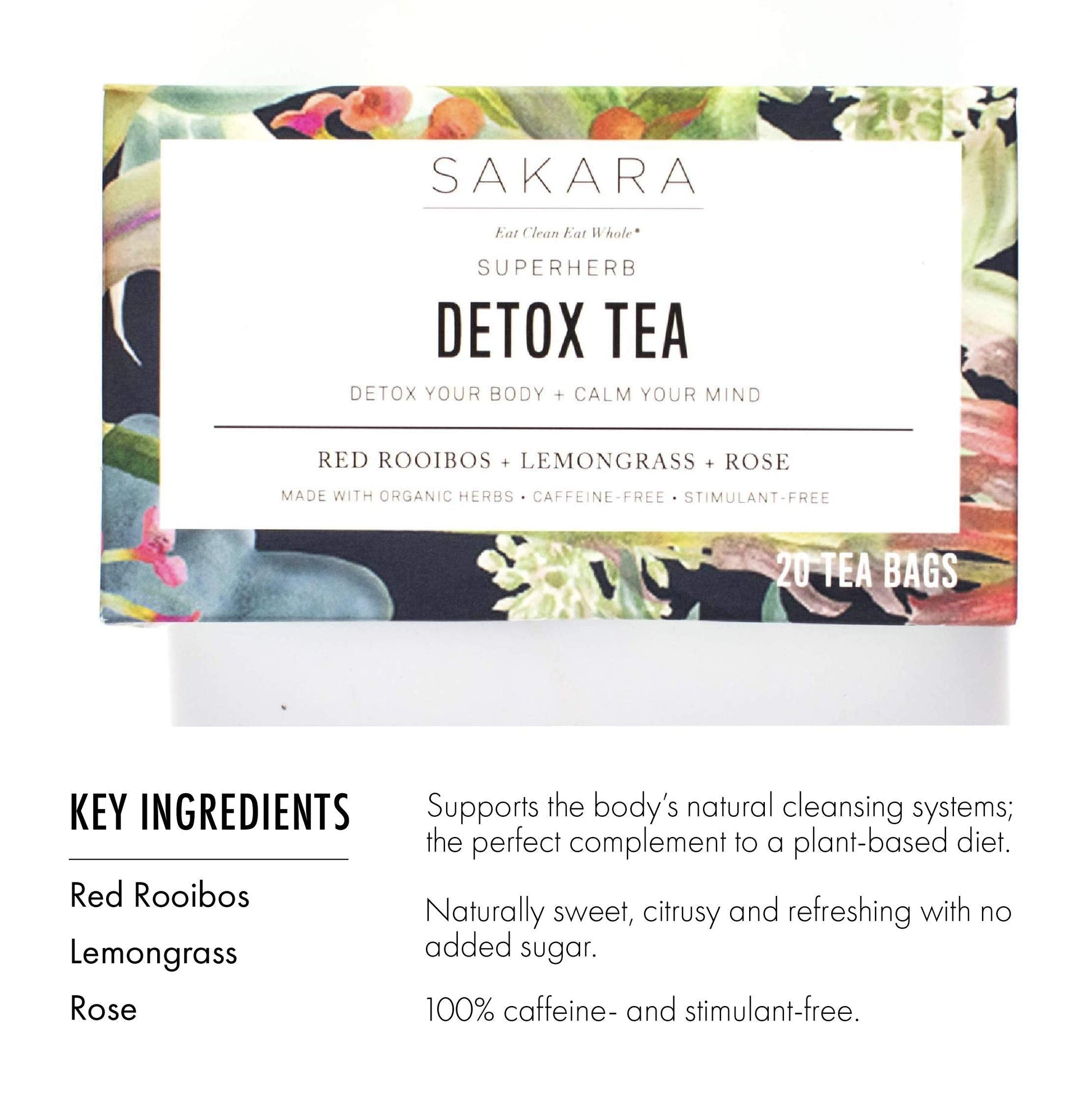 Sakara Detox Tea - Herbal Tea with Rose Petals, Lemon Peel, Lemongrass, & Rooibos SAKARA buy supplements canada