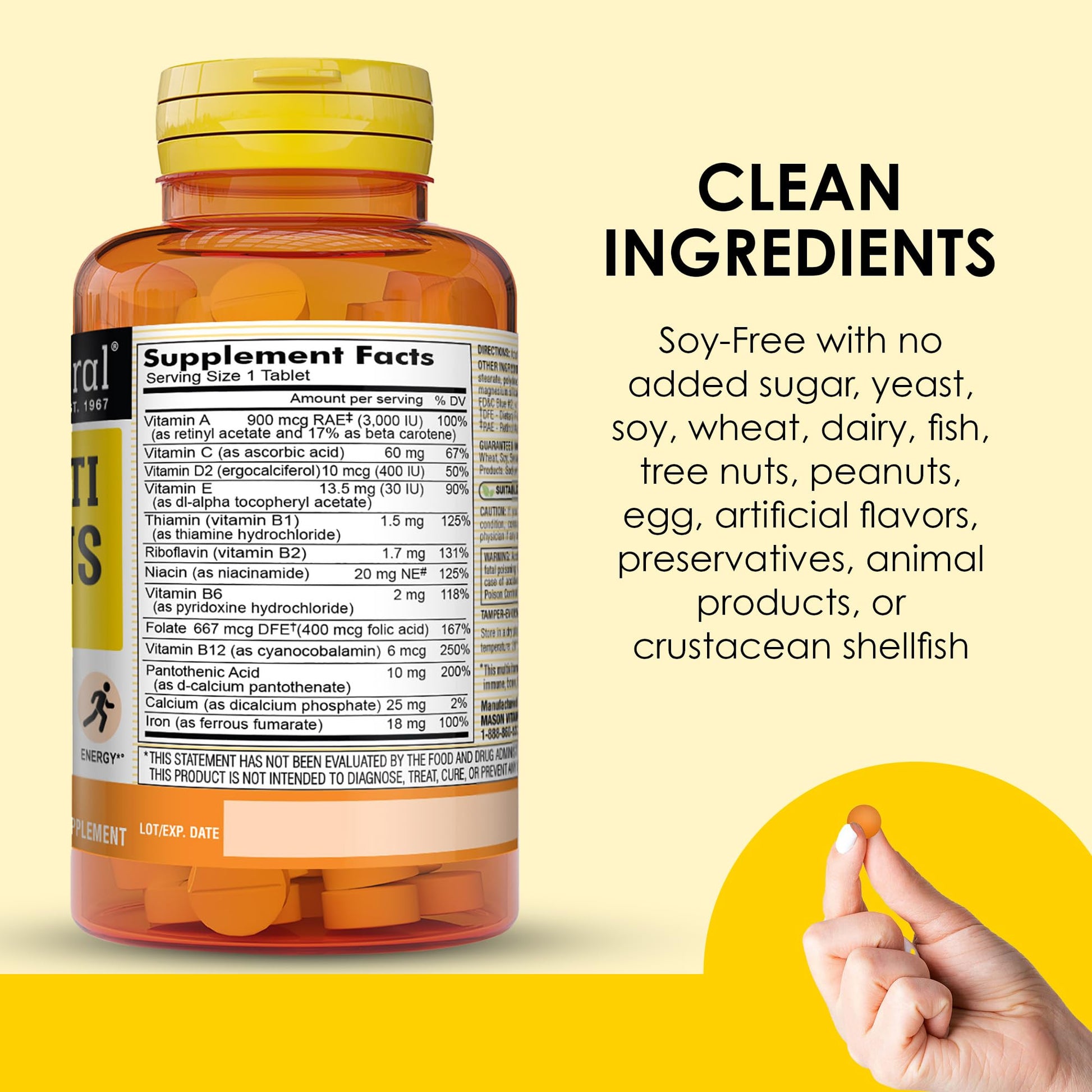 MASON NATURAL Mini Multi Vitamins with Iron, Vitamins A, C, D, E, B1, B2, B3, B6, B12, Folate and Calcium for Overall Health MASON NATURAL buy supplements canada