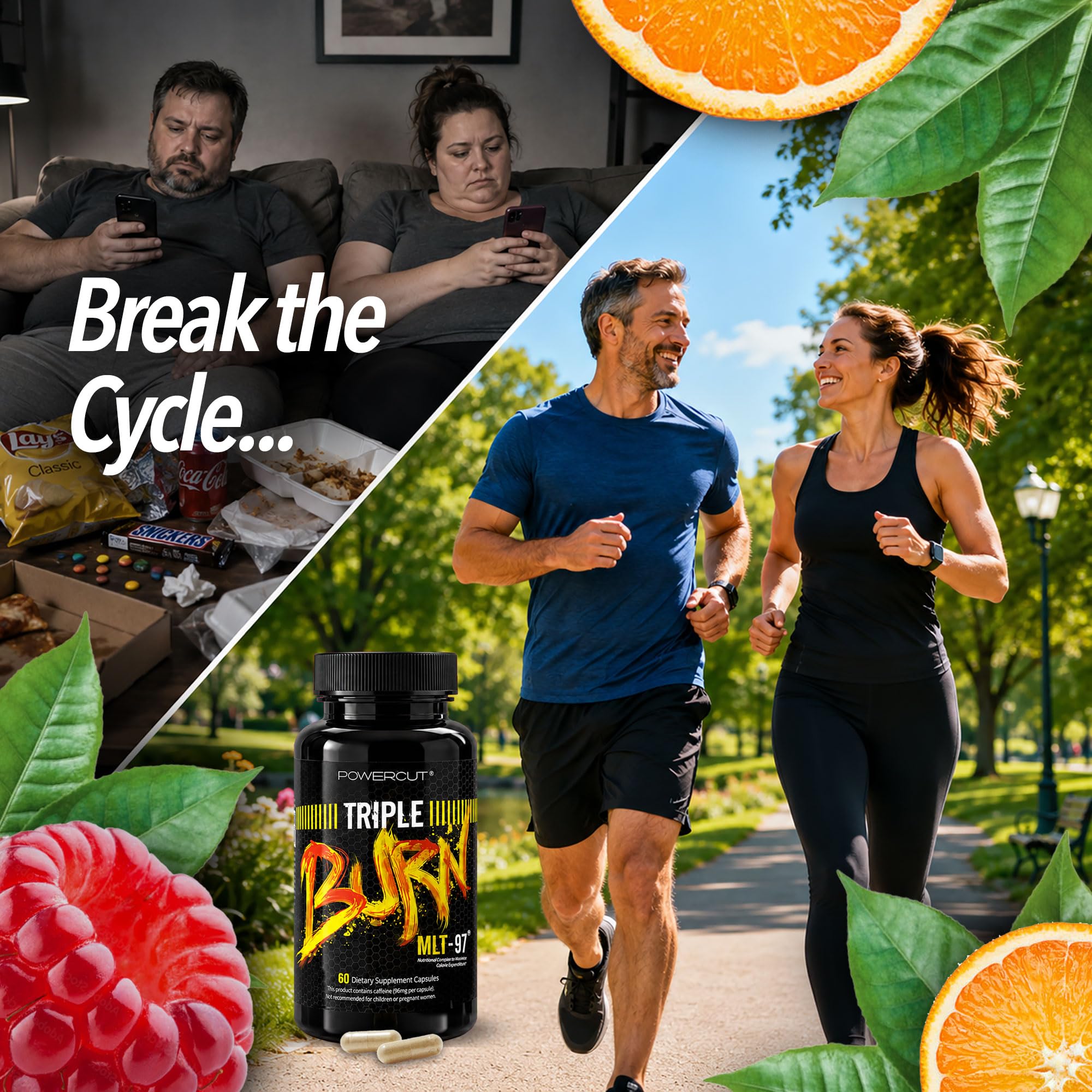 Triple Burn  Pills for Women & Men, Fat Burner GLP-1 Support, Appetite Suppressant, Diet Pills with Green Coffee Extract & Cayenne (60 Capsules) powercut buy supplements canada