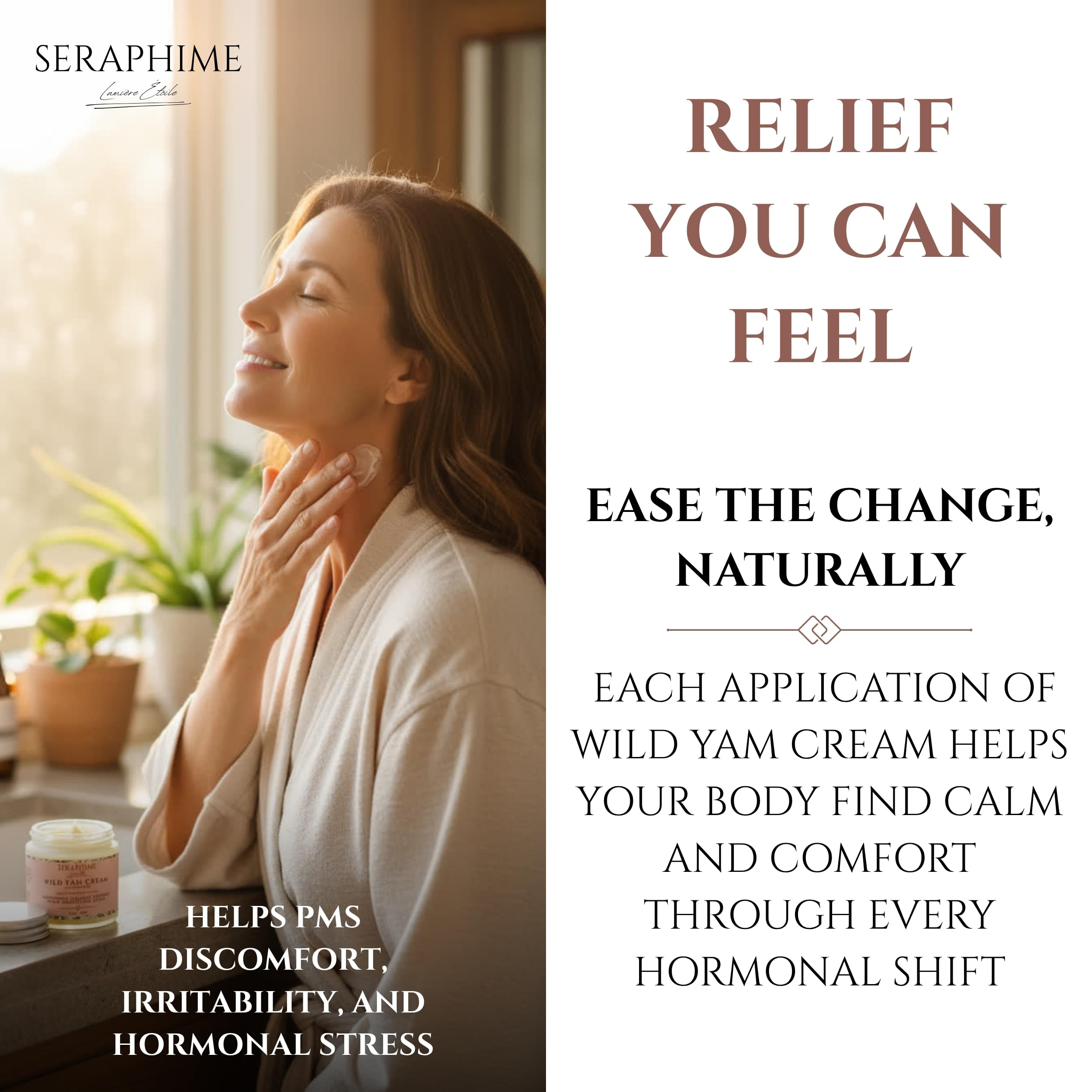 Seraphime Wild Yam Cream for Hormone Balance - Gift for Mom - Menopause and PMS Support for Women - Wild Yam Balancing Cream - Hot Flashes, Night Sweats, Mood Swings, Low Energy - Lavender 4oz Seraphime buy supplements canada