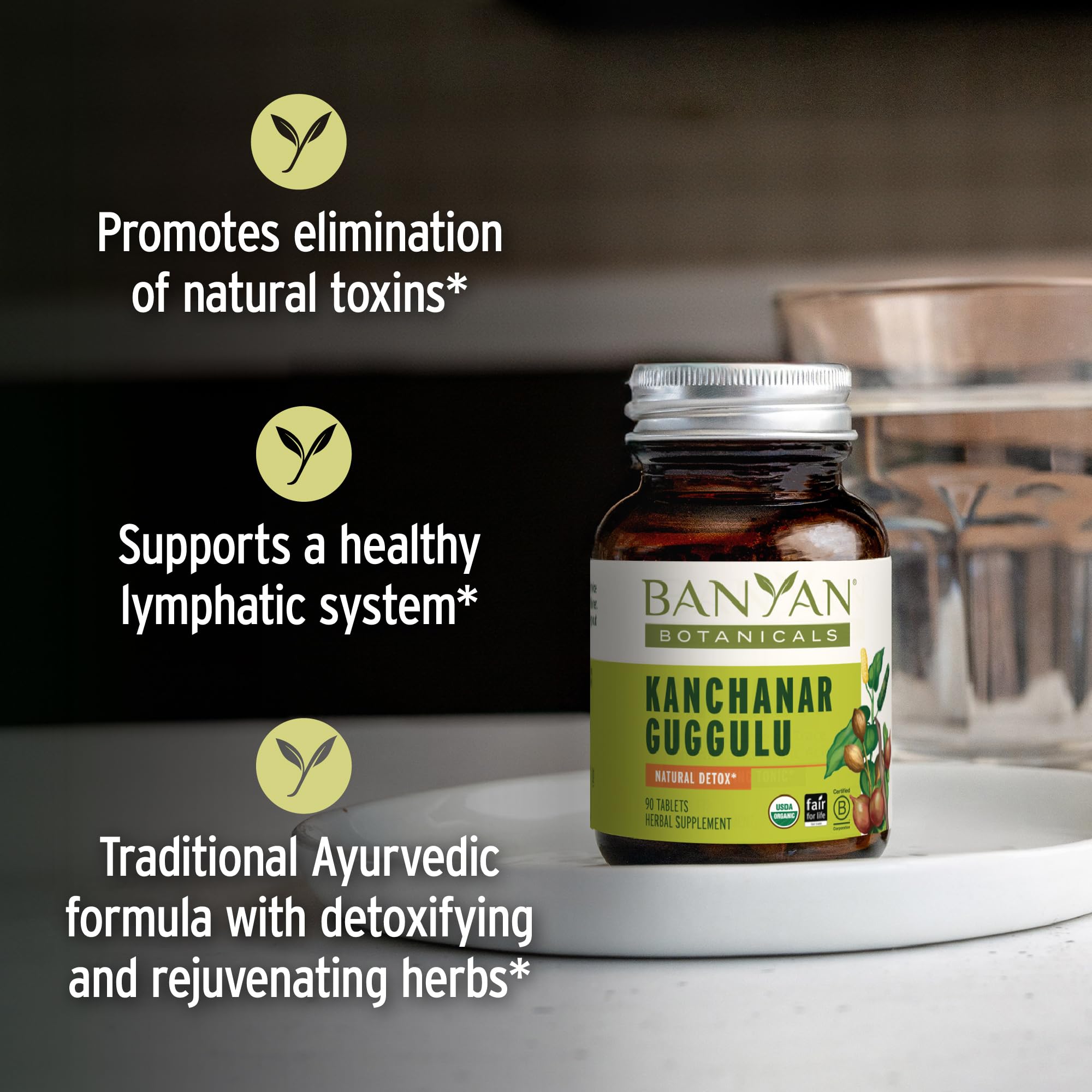 Banyan Botanicals Kanchanar Guggulu Tablets – Organic Lymph Supplement with Guggulu Resin – Promotes the Healthy Elimination of Natural Toxins* – 90 Tablets – Non-GMO Sustainably Sourced Vegan Banyan Botanicals buy supplements canada