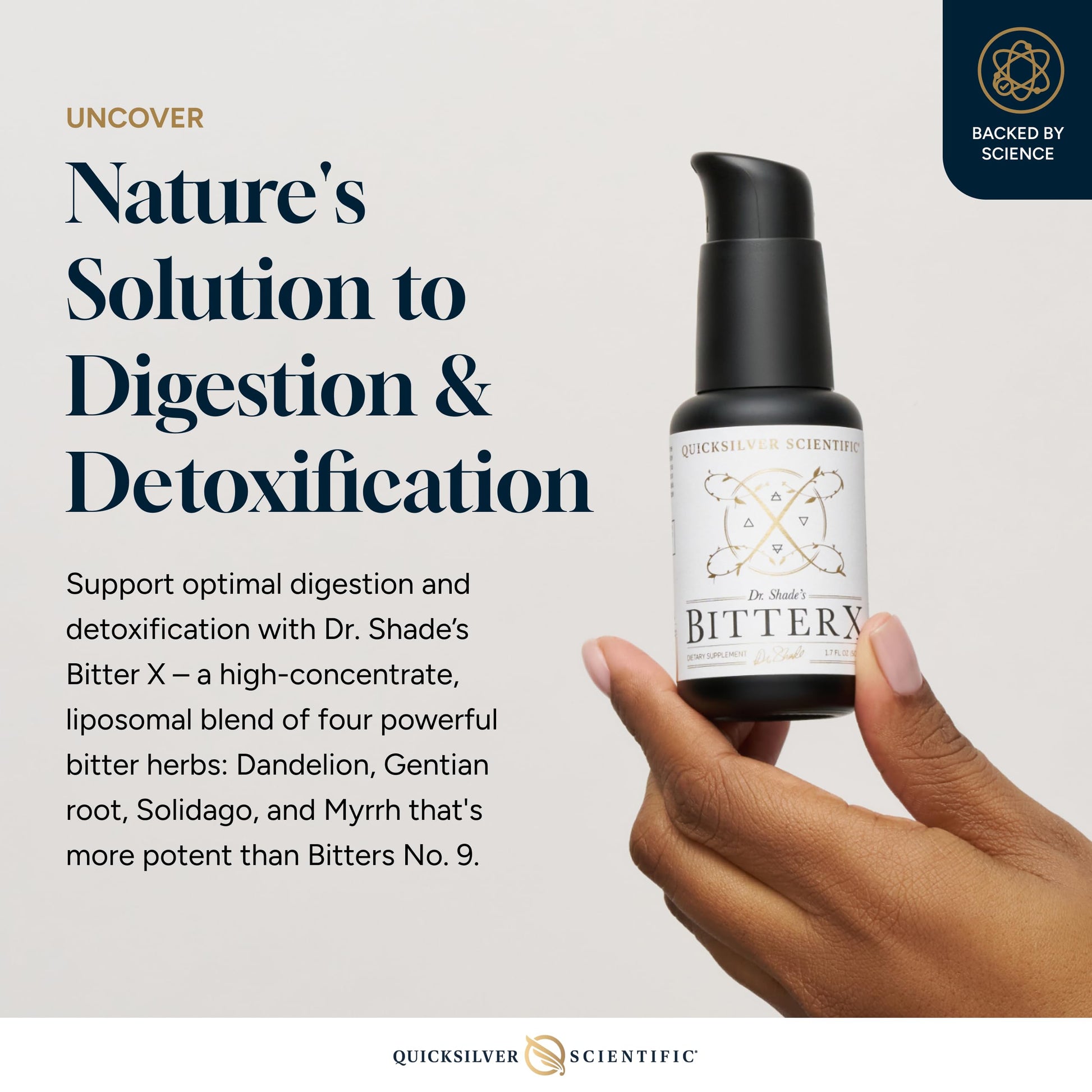 Quicksilver Scientific Dr. Shade's BitterX - Highly Concentrated Bitters for Digestion - Fast Acting Digestive Support & Liver Supplement with Dandelion Root, Gentian Root, Solidago & Myrrh (50ml) Quicksilver Scientific buy supplements canada