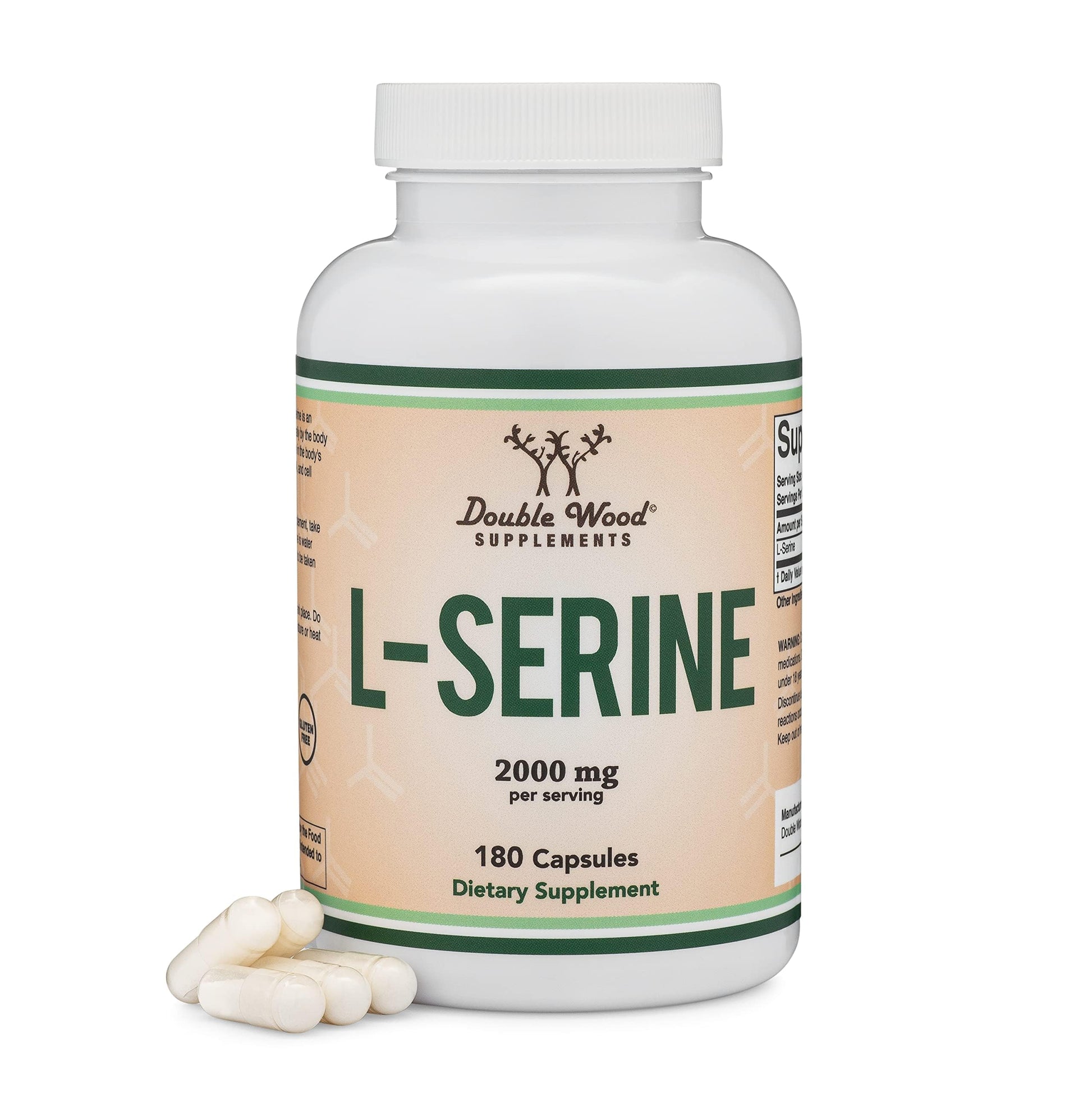 L-Serine Capsules (Third Party Tested) - 2,000mg Servings Used in Clinical Study, 180 Count, 500mg per Capsule (L Serine Amino Acid for Serotonin Production and Brain Support) by Double Wood Double Wood Supplements buy supplements canada