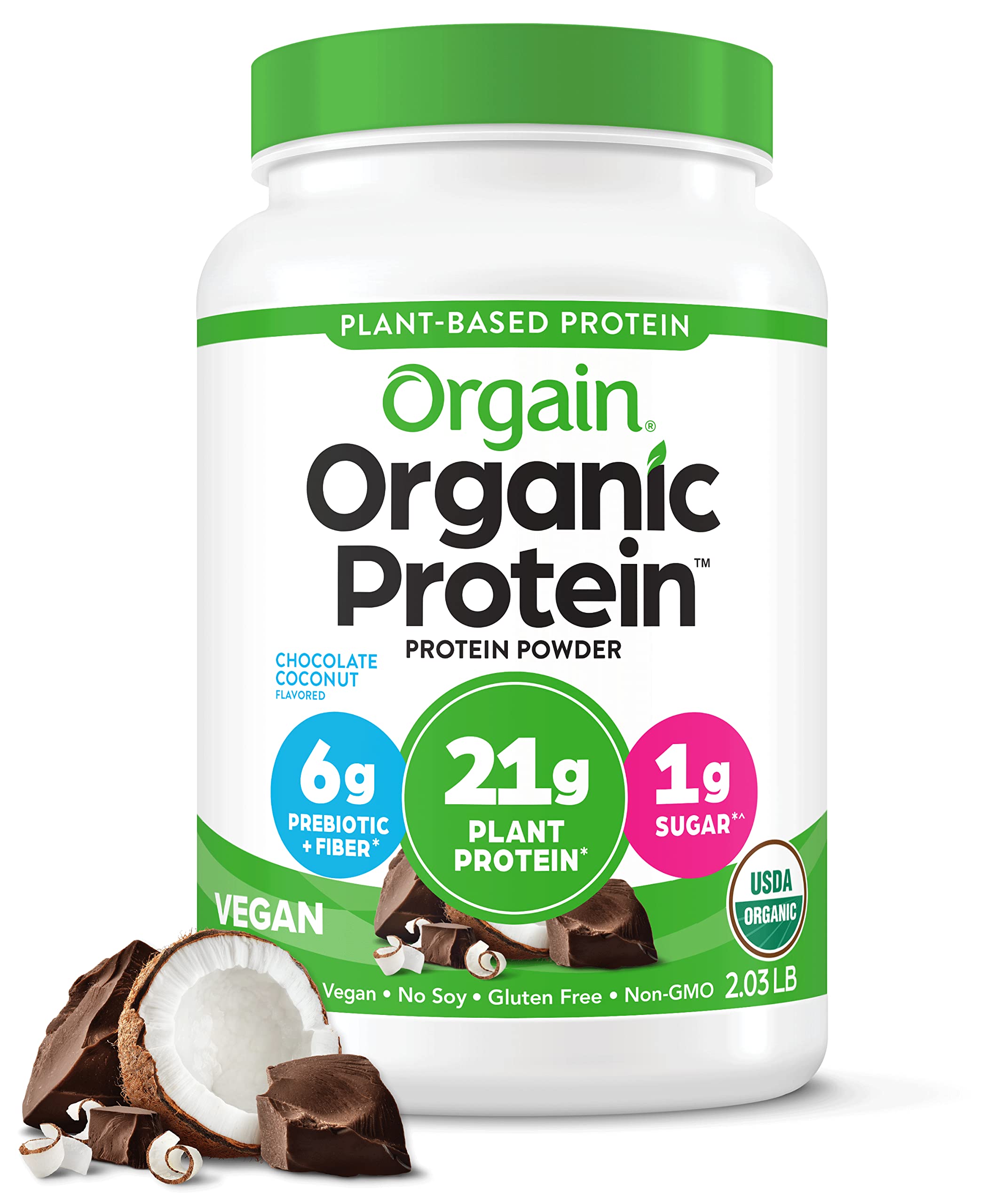 Orgain Organic Vegan Protein Powder, Chocolate Coconut - 21g of Plant Based Protein Orgain buy supplements canada