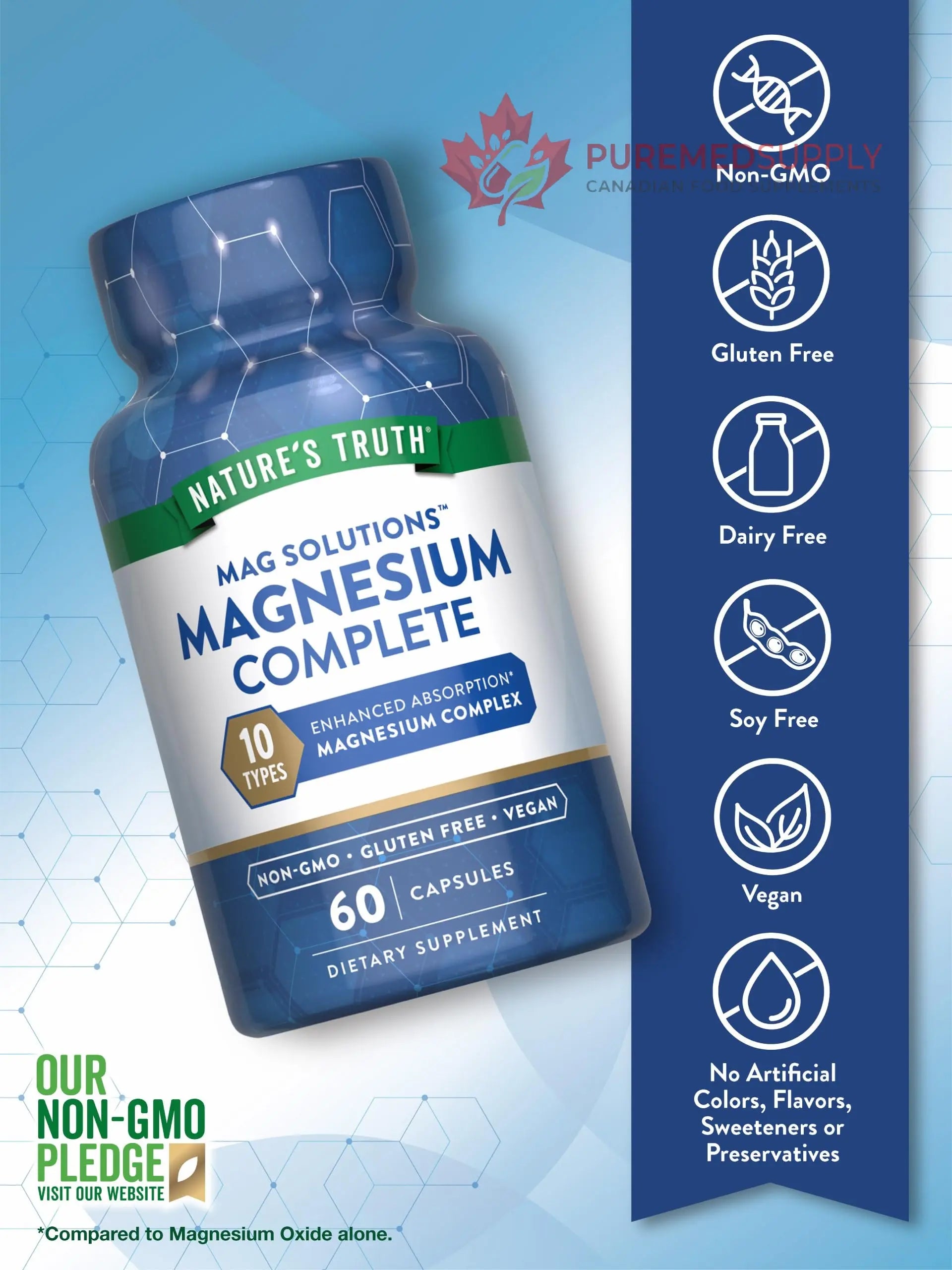 Nature's Truth Magnesium Complex Supplement 10 Forms | 300mg | 60 Capsules | Glycinate, Citrate, Plus More | Vegan, Non-GMO & Gluten Free Nature's Truth buy supplements canada