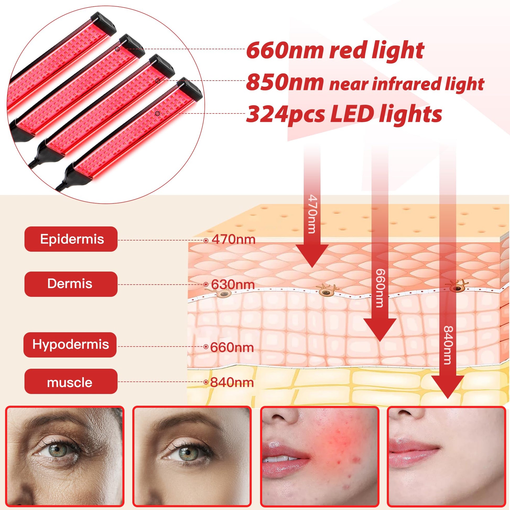 Dexnump Red Light Therapy for Face, 324 LEDs Red Light Therapy Lamp Height Free Adjustment Infrared Dexnump buy supplements canada