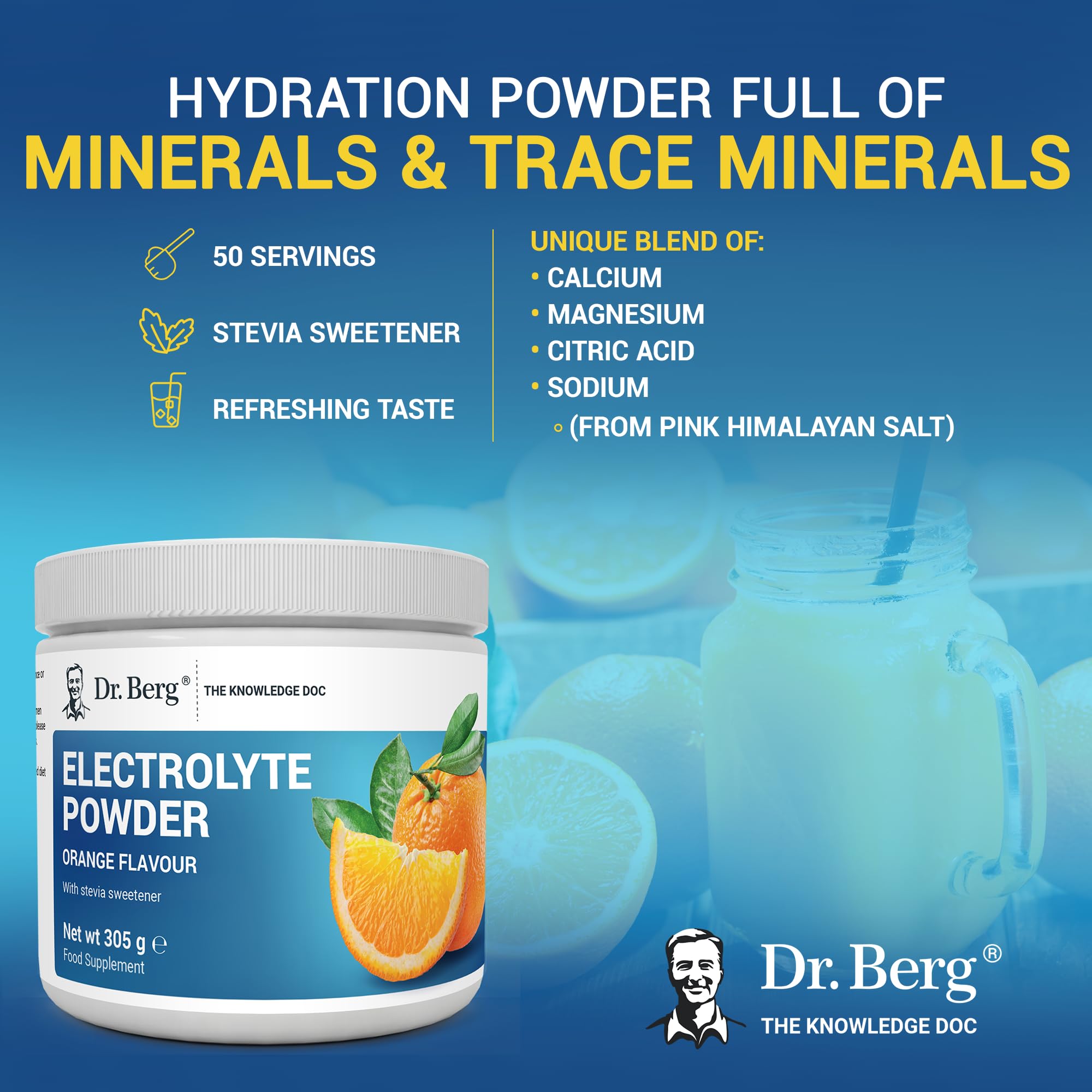 Dr. Berg Electrolyte Powder - Electrolyte Drink Supplements with 1000mg Potassium Dr. Berg Nutritionals buy supplements canada
