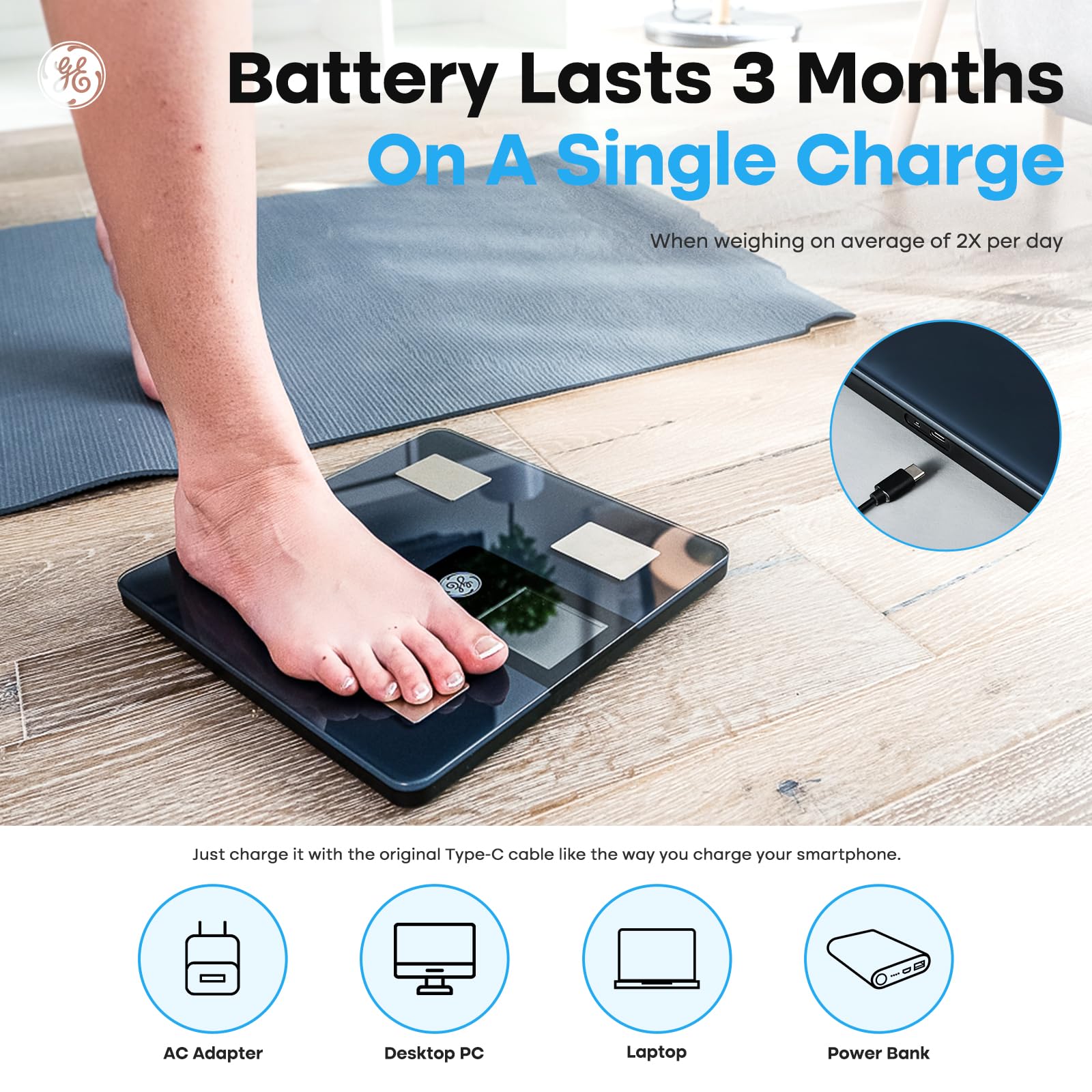 GE Smart Scale for Body Weight and Fat Percentage with All-in-one LCD Display GE buy supplements canada