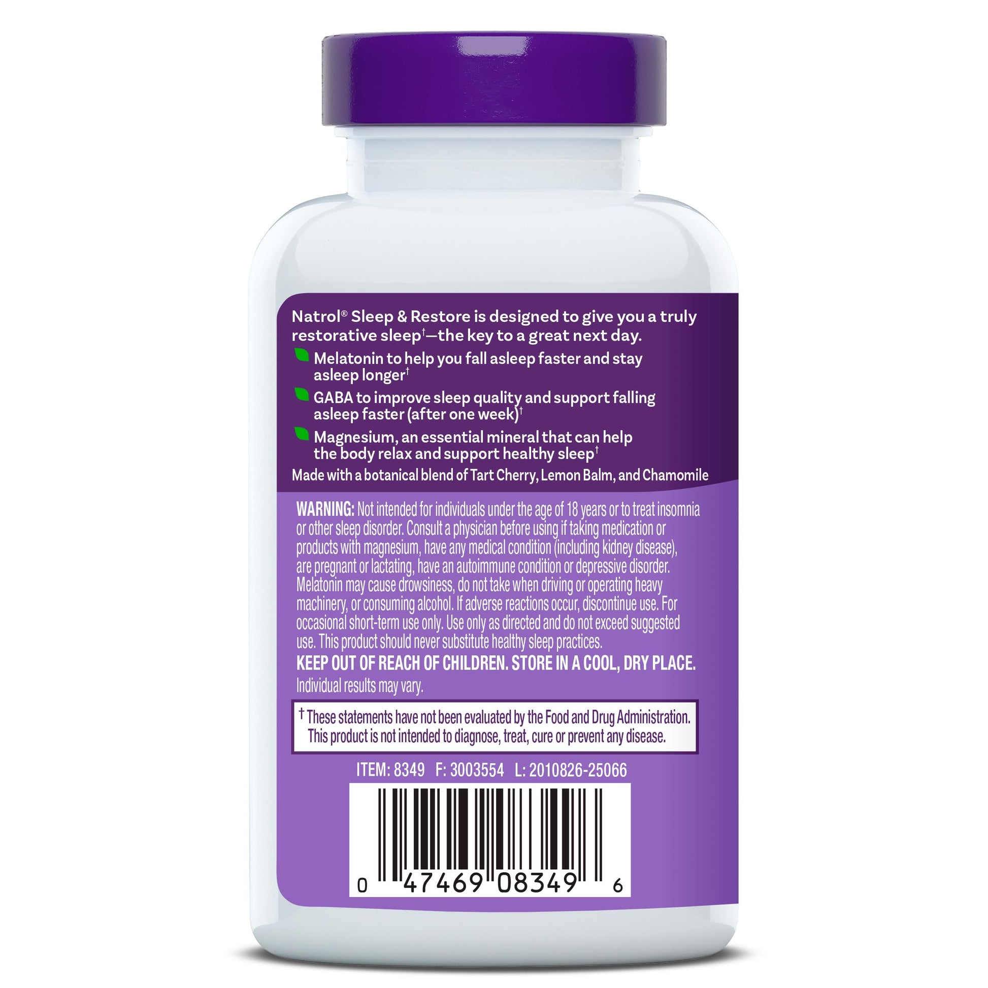 Natrol Sleep & Restore Capsules - Calm Magnesium Glycinate, Magnesium Sleep Aid with GABA, Melatonin 5mg, Botanical Blend, 30 Day Supply Natrol buy supplements canada