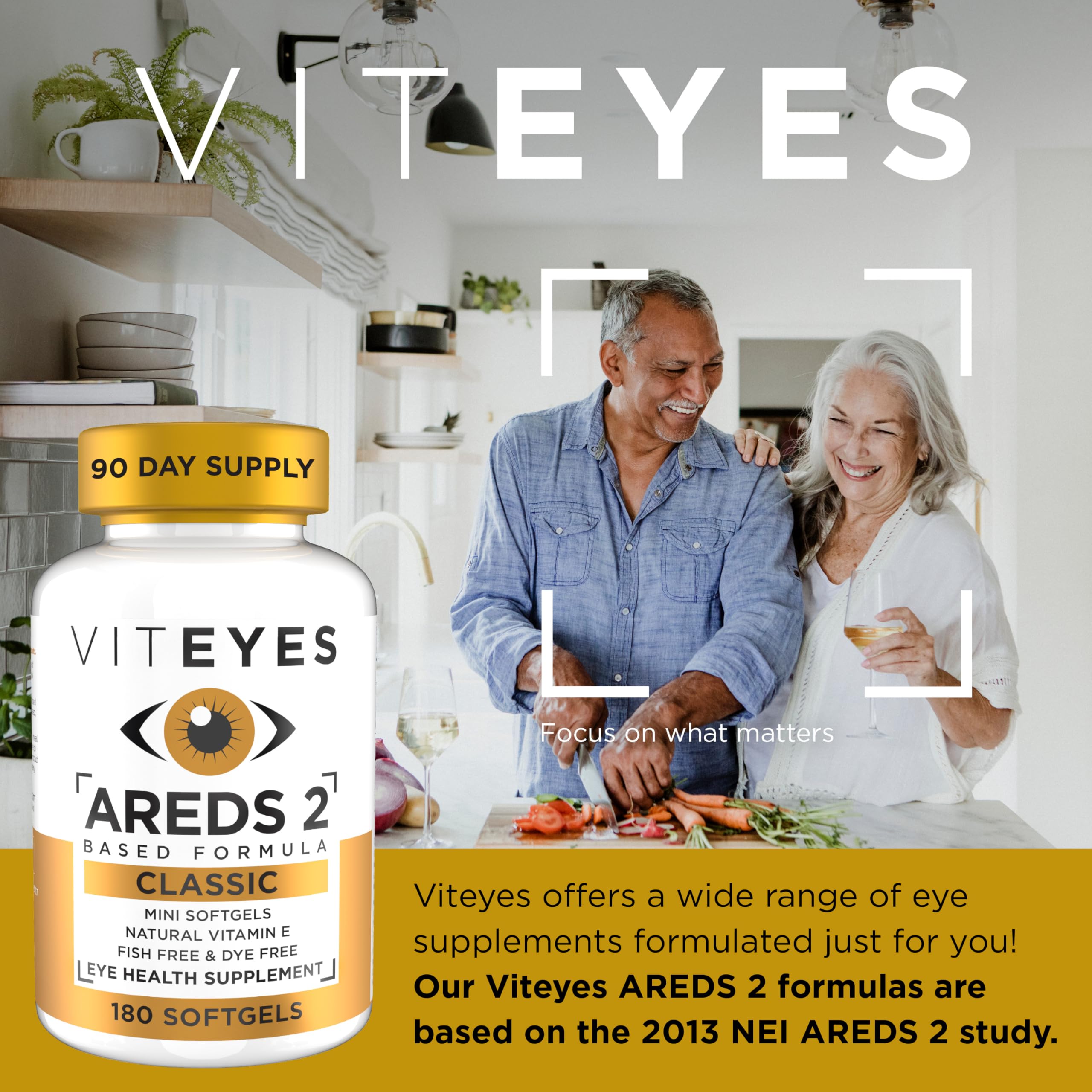 Viteyes AREDS 2 Classic Macular Health Formula Softgels, Eye Health Vitamin to Support Macular Health, Lower Zinc, Eye Vitamins, Macular Vitamins, Beta-Carotene Free, 180 Softgels Viteyes buy supplements canada