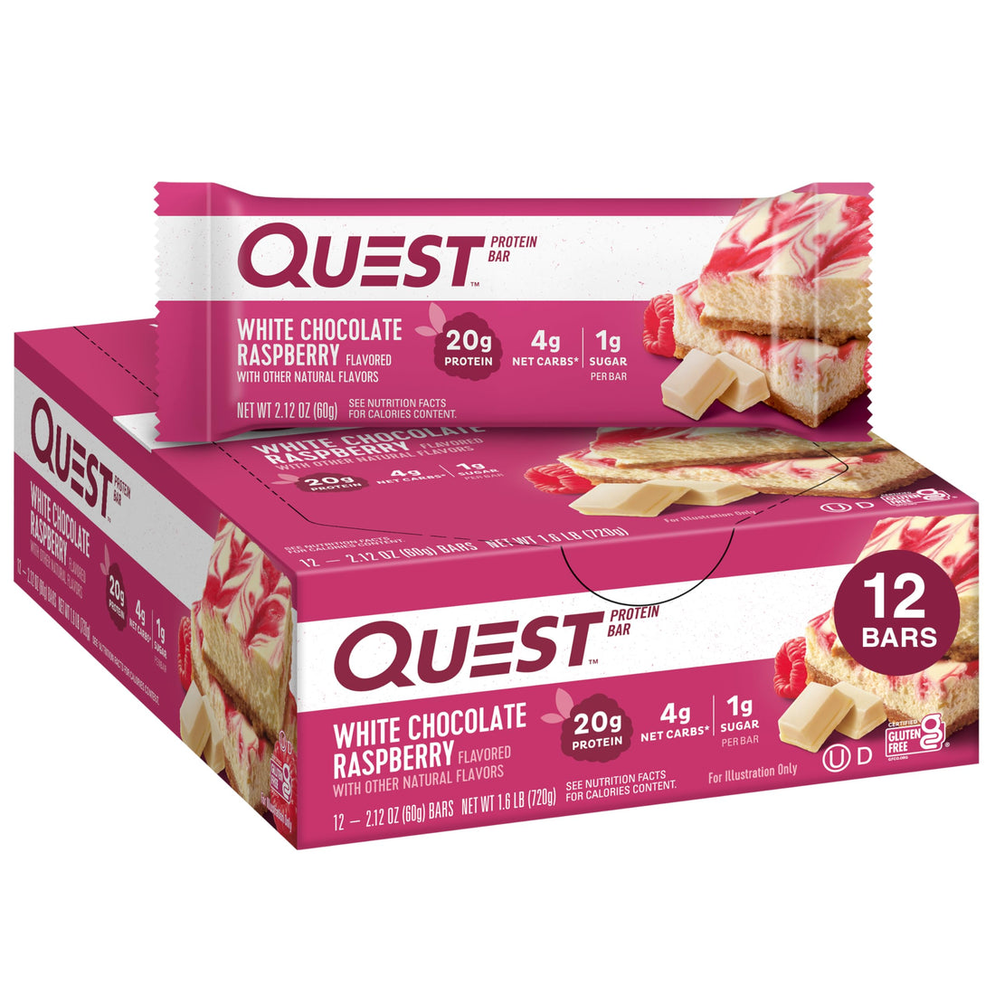 Quest Nutrition White Chocolate Raspberry Protein Bars, High Protein, Low Carb, Gluten Free Quest Nutrition buy supplements canada