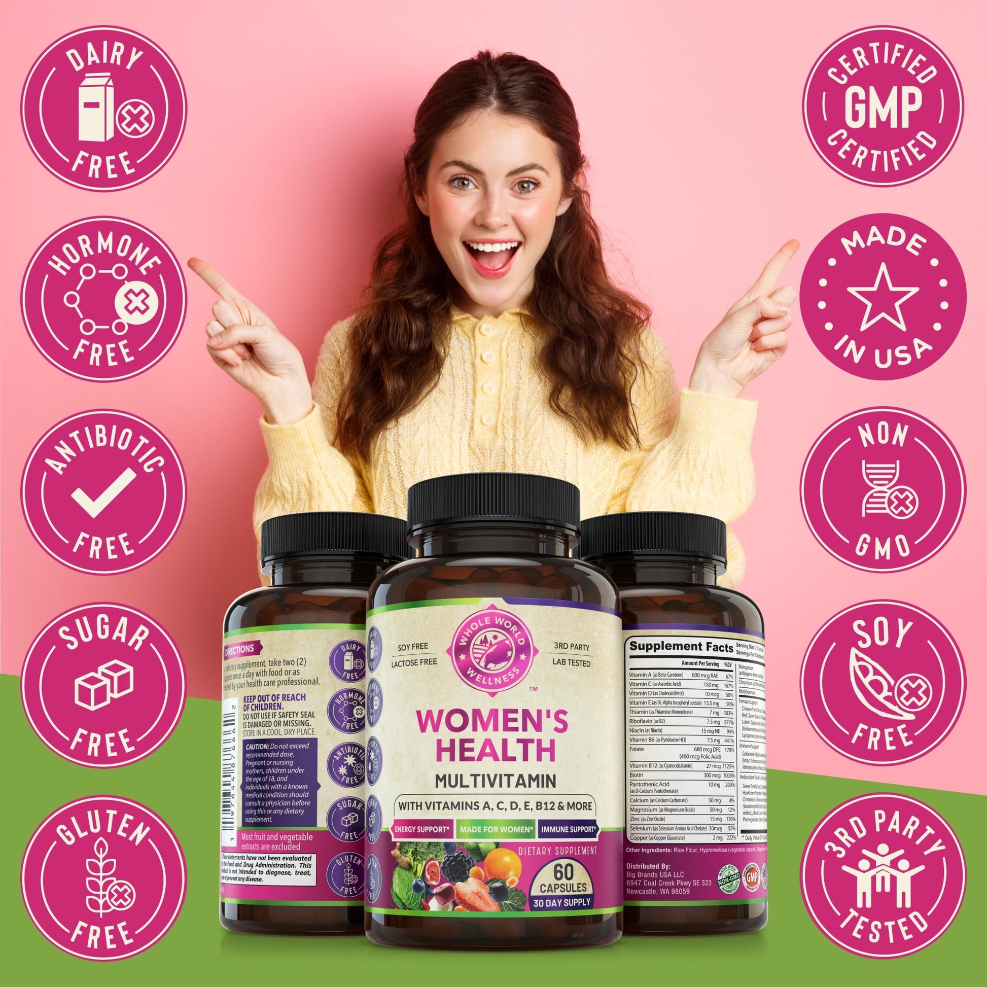 WHOLE WORLD WELLNESS Womens Daily Multivitamin Multimineral Supplement for Energy, Mood, Focus, Hair, Skin & Nails. Made for Women with 30+ Nutrients, Fruit & Energy Blend. Womens Vitamins, USA Made. WHOLE WORLD WELLNESS buy supplements canada