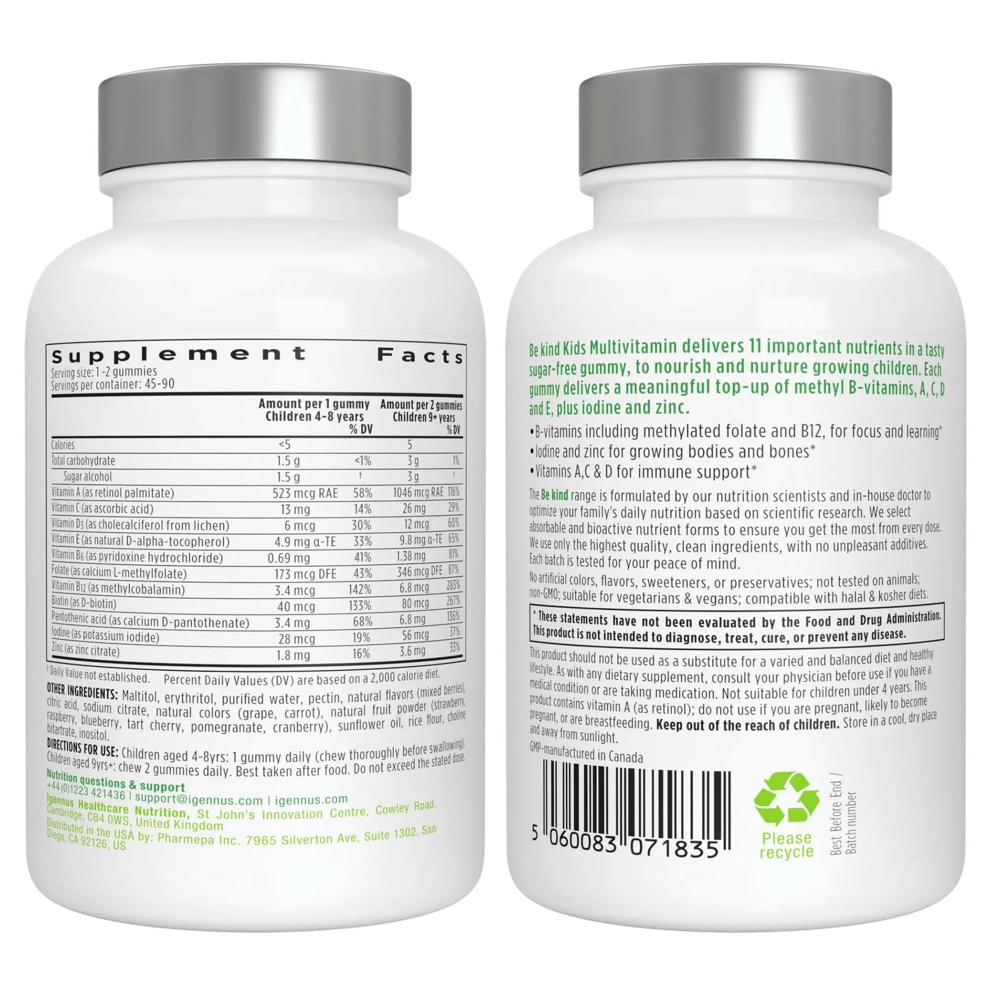 Vegan Omega-3 Algae Oil + Advanced Kids Multivitamin Gummy Bundle, High Concentration DHA & EPA + Vitamin A, B, C, D3 & E Igennus Healthcare Nutrition buy supplements canada