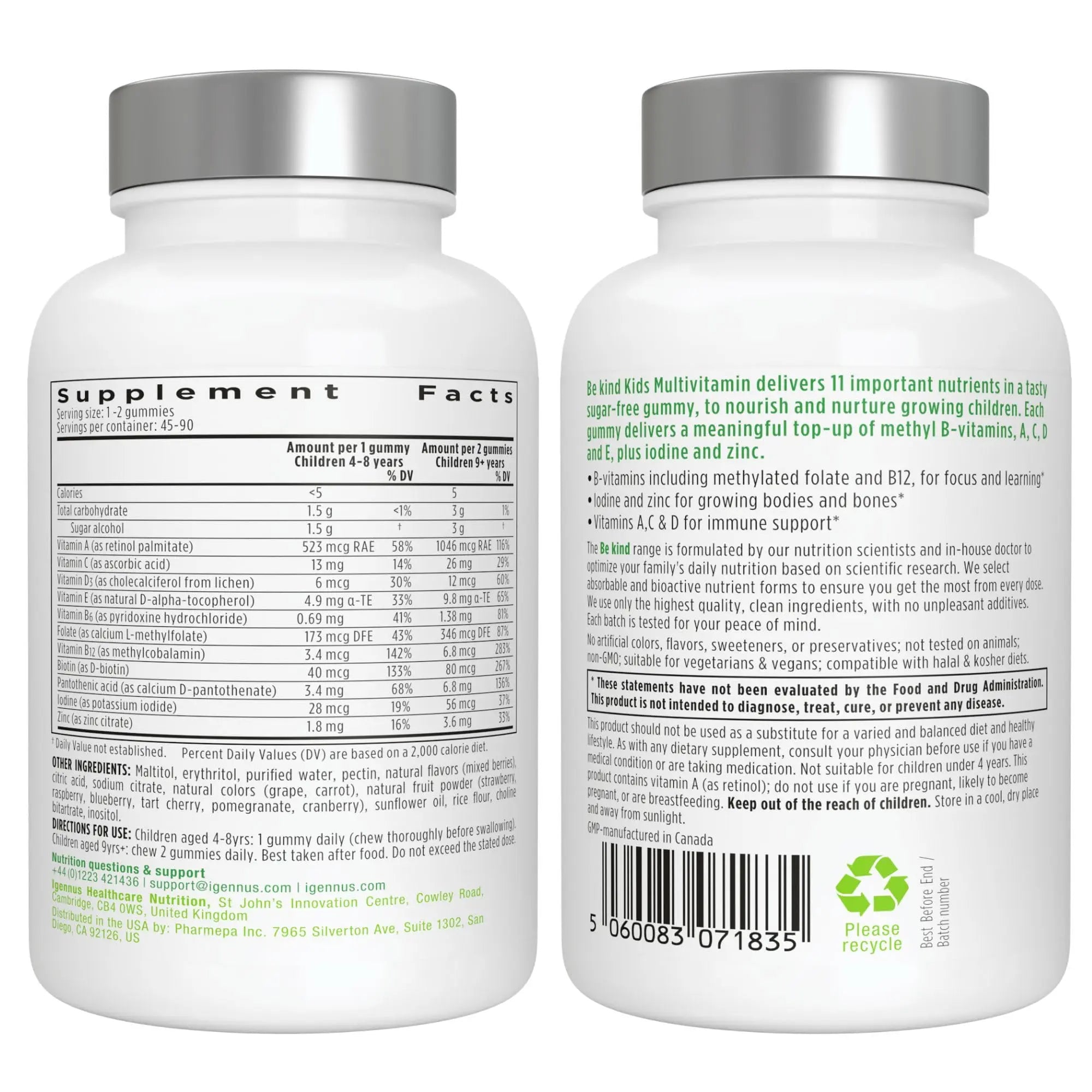 Vegan Omega-3 Algae Oil + Advanced Kids Multivitamin Gummy Bundle, High Concentration DHA & EPA + Vitamin A, B, C, D3 & E Igennus Healthcare Nutrition buy supplements canada