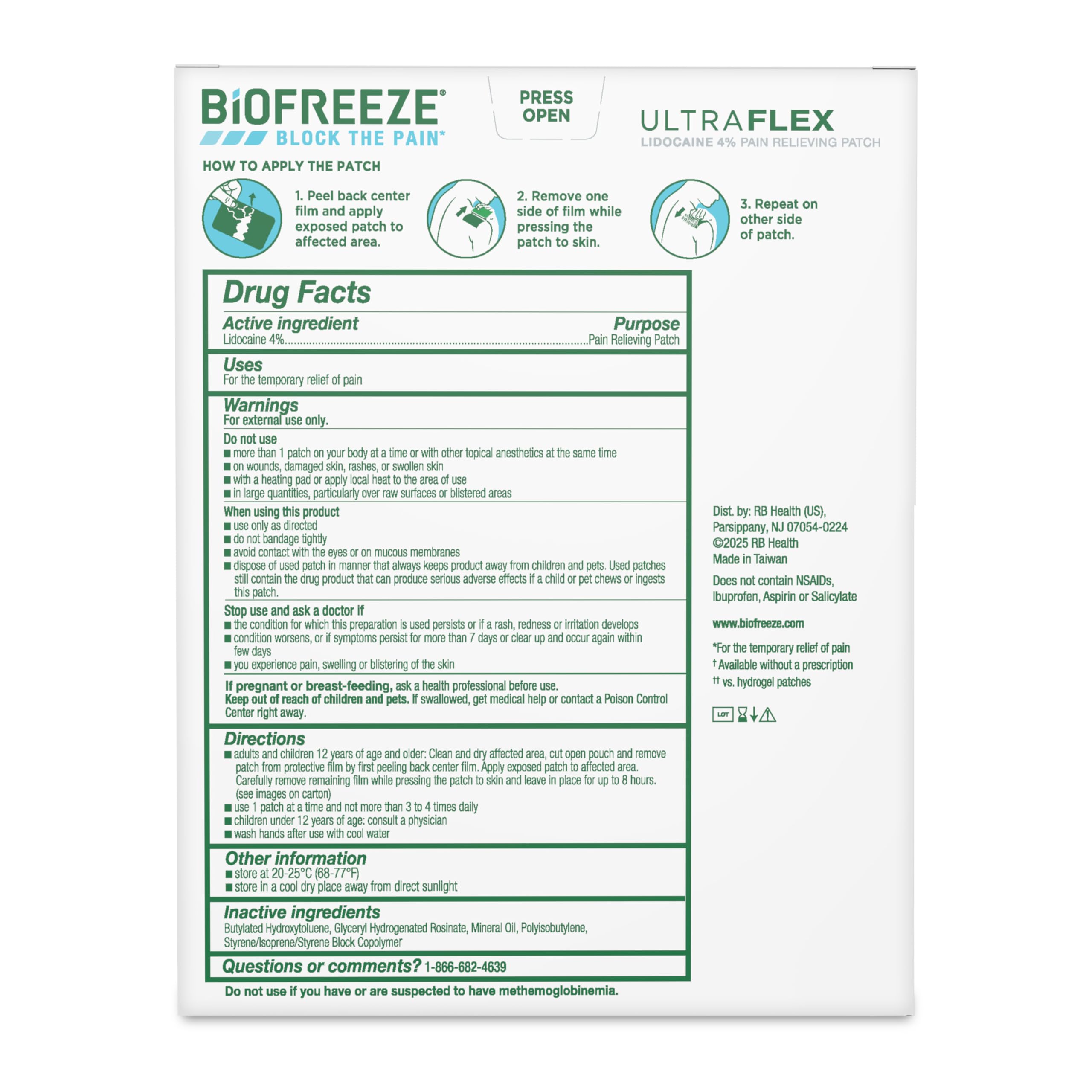 Biofreeze Ultraflex Maximum Strength 4% Lidocaine Patches, Non-Menthol, Flexible Pain Relief Patch for Lower Back, Lidocaine Patch for Neck, Knee, Shoulder, 4 Large Pain Patches Biofreeze buy supplements canada