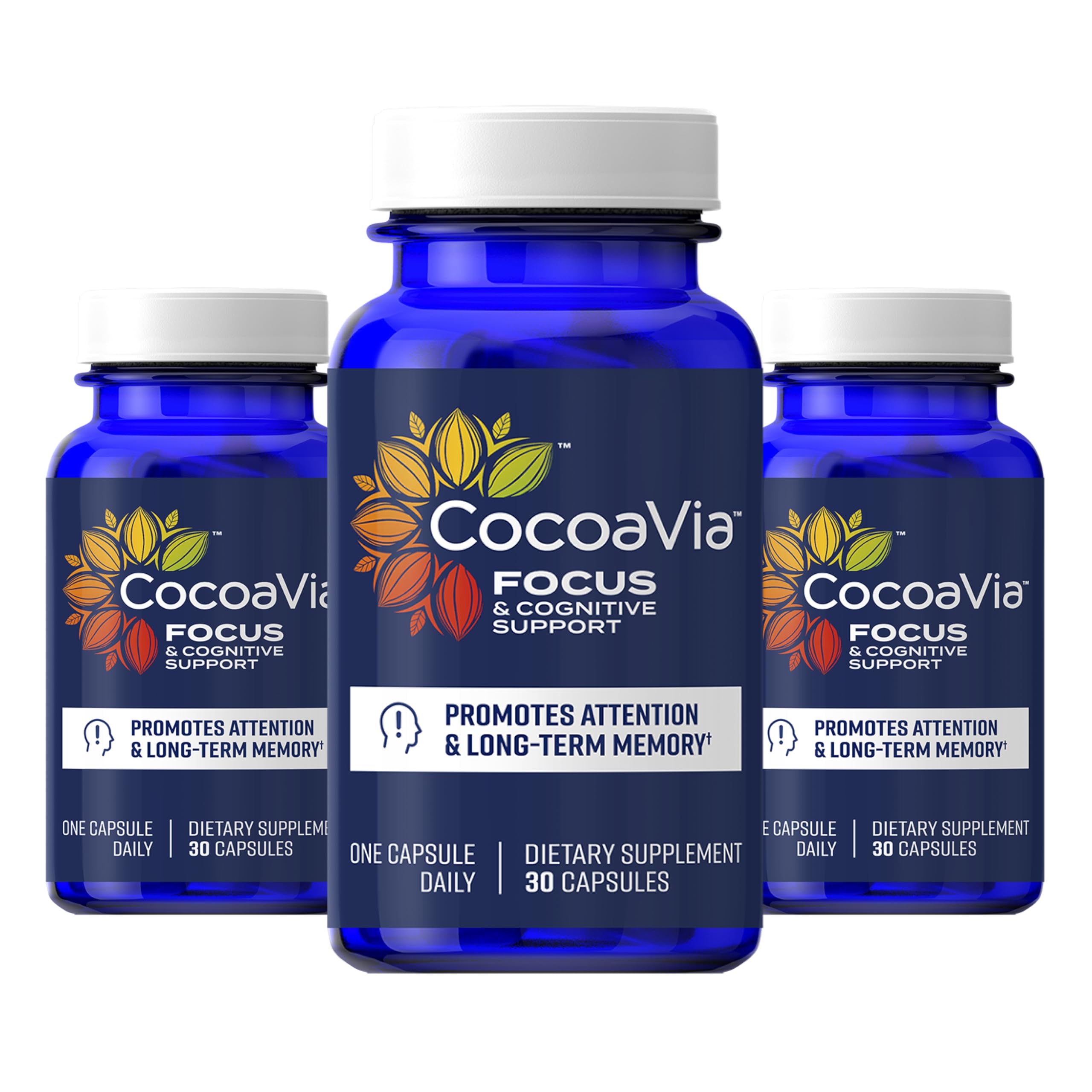 CocoaVia Memory & Focus Brain Supplement, 90 Day, Cocoa Flavanol Blend, Lutein, Added Caffeine for Boost. Improve Cognitive Function, Attention, Vegan & Plant Based, 90 Capsules CocoaVia buy supplements canada