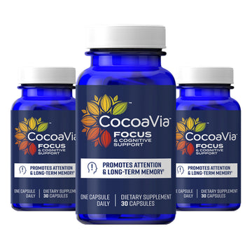 CocoaVia Memory & Focus Brain Supplement, 90 Day, Cocoa Flavanol Blend, Lutein, Added Caffeine for Boost. Improve Cognitive Function, Attention, Vegan & Plant Based, 90 Capsules CocoaVia buy supplements canada