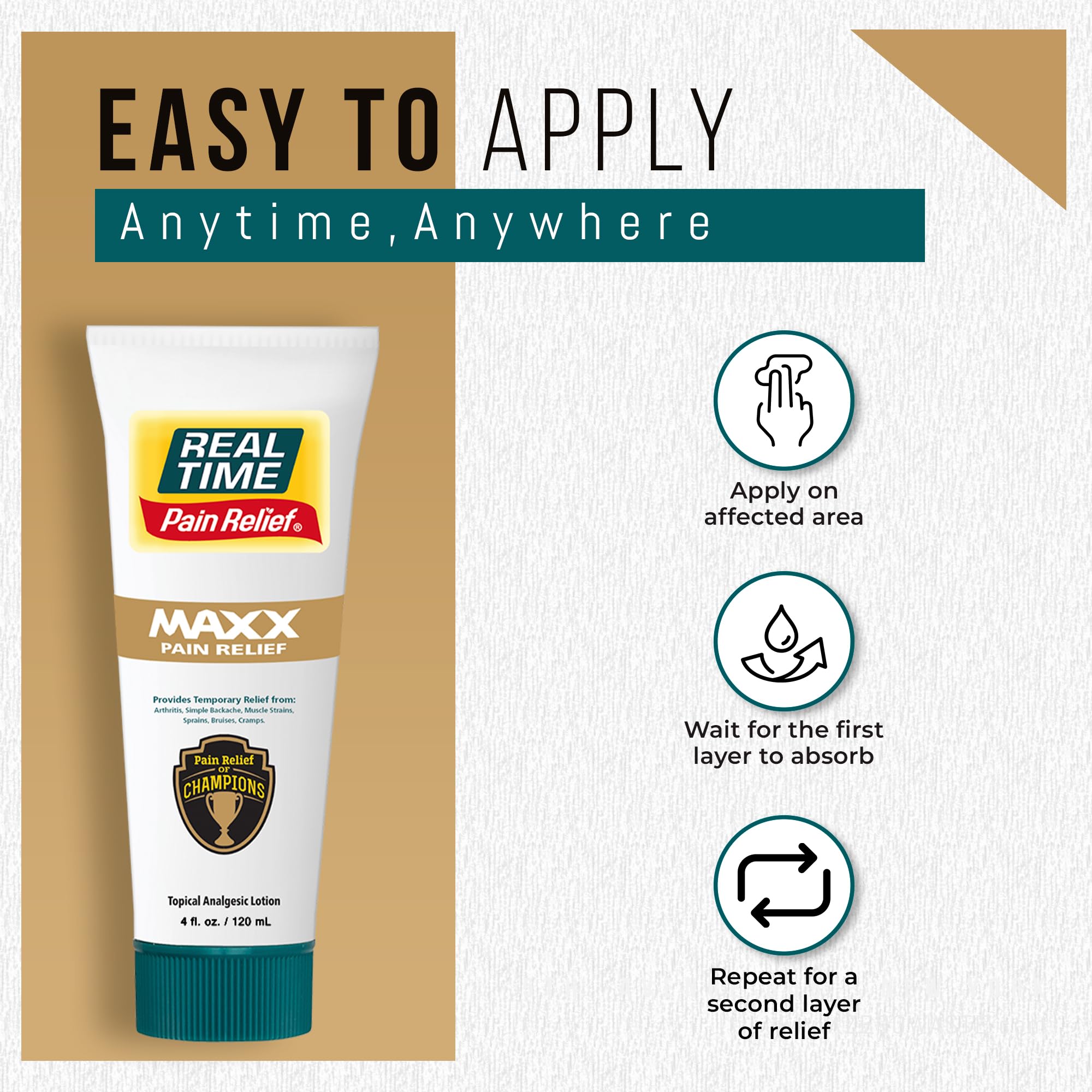 Real Time Pain Relief MAXX 4oz Tube | 18 Natural Ingredients: Arnica, Menthol & Peppermint | Maximum Strength Muscle Pain Relief Lotion for Arthritis, Hands, Ankles, Back, Shoulders, Knees & Joints Real Time Pain Relief buy supplements canada