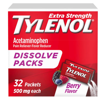 Tylenol Extra Strength Dissolve Powder Packs, 500 mg Acetaminophen Pain Reliever & Fever Reducer Medicine, Fast Relief for Minor Aches & Pains, Ibuprofen- & Aspirin-Free, On-the-Go Berry Flavor, 32 Ct Tylenol buy supplements canada