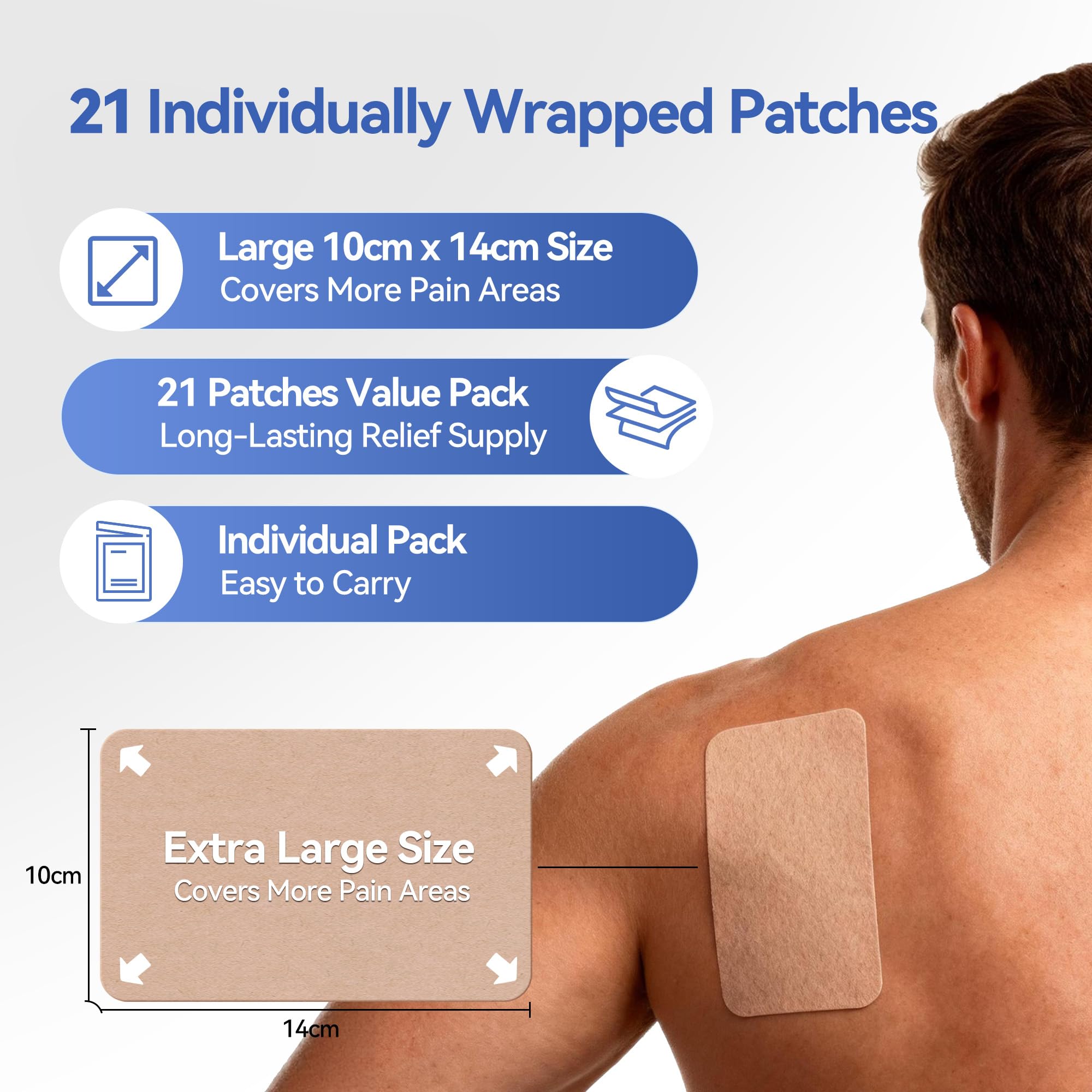 CARELAND 4% Lidocaine Patches Maximum Strength, 21 Count (10cm x 14cm) - OTC Pain Relief Patches with Stronger Adhesion for Back, Shoulder, Knee, Large Size CARELAND buy supplements canada