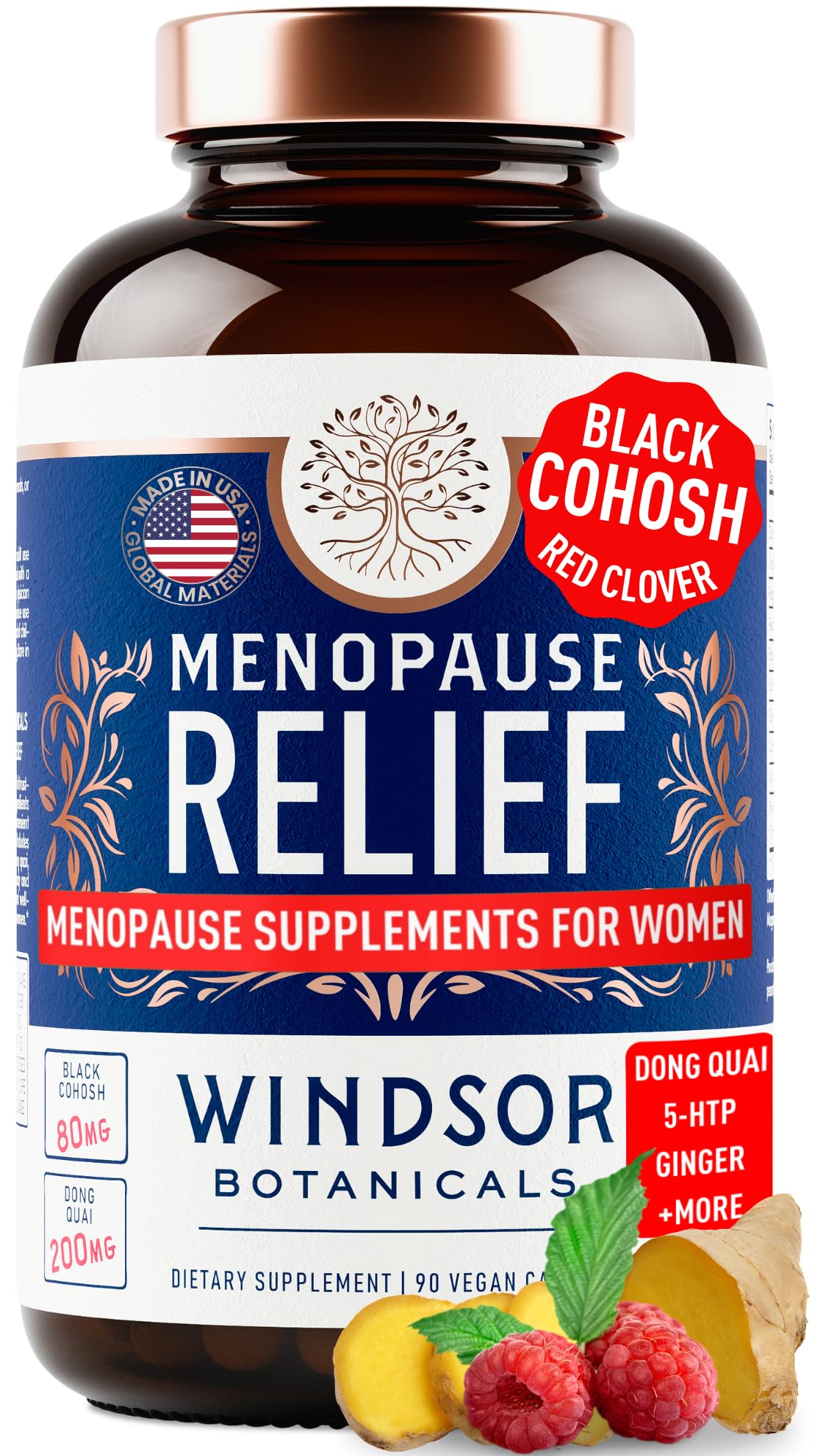 Menopause Supplements for Women - 5-HTP, Dong Quai, Black Cohosh for Menopause Hot Flashes, Night Sweats Relief Support - Womens Pre Meno Premenopausal Perimenopause Supplement - 90 Caps WINDSOR BOTANICALS buy supplements canada
