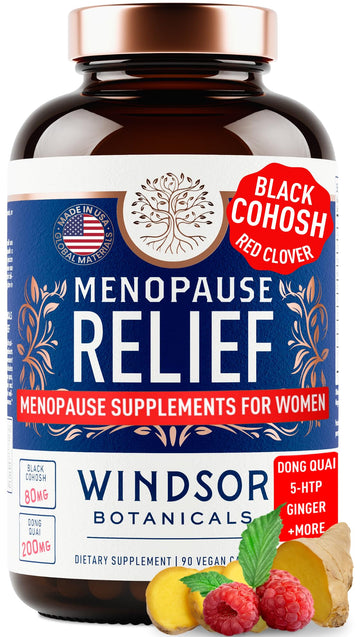 Menopause Supplements for Women - 5-HTP, Dong Quai, Black Cohosh for Menopause Hot Flashes, Night Sweats Relief Support - Womens Pre Meno Premenopausal Perimenopause Supplement - 90 Caps WINDSOR BOTANICALS buy supplements canada