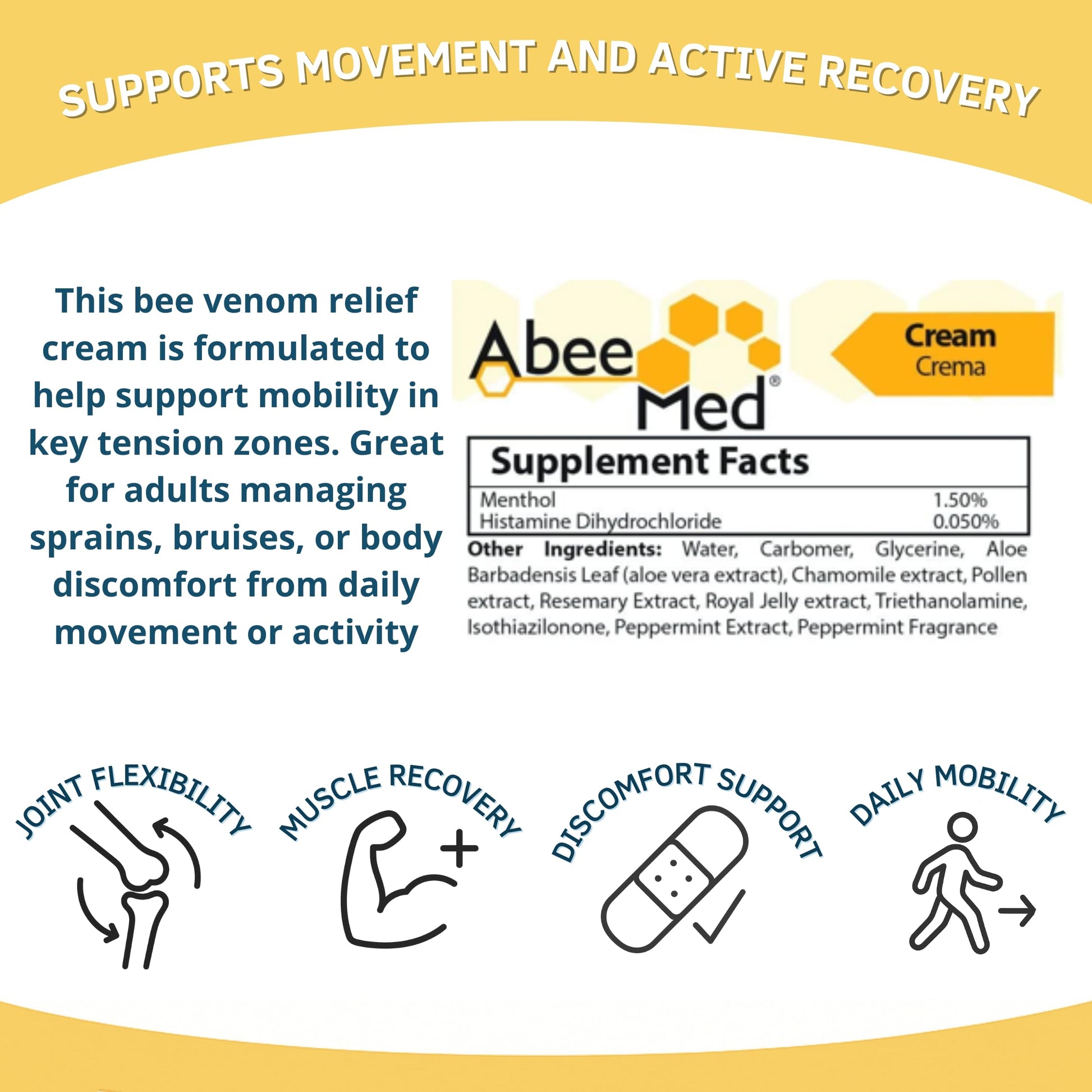ABEE MED Extra Strength Joint & Muscle Relief Cream – Menthol Cooling & Warming Formula with Bee Pollen, Aloe & Chamomile – Fast-Absorbing Comfort Cream for Back, Knees & Muscles – 2 oz ABEE MED buy supplements canada