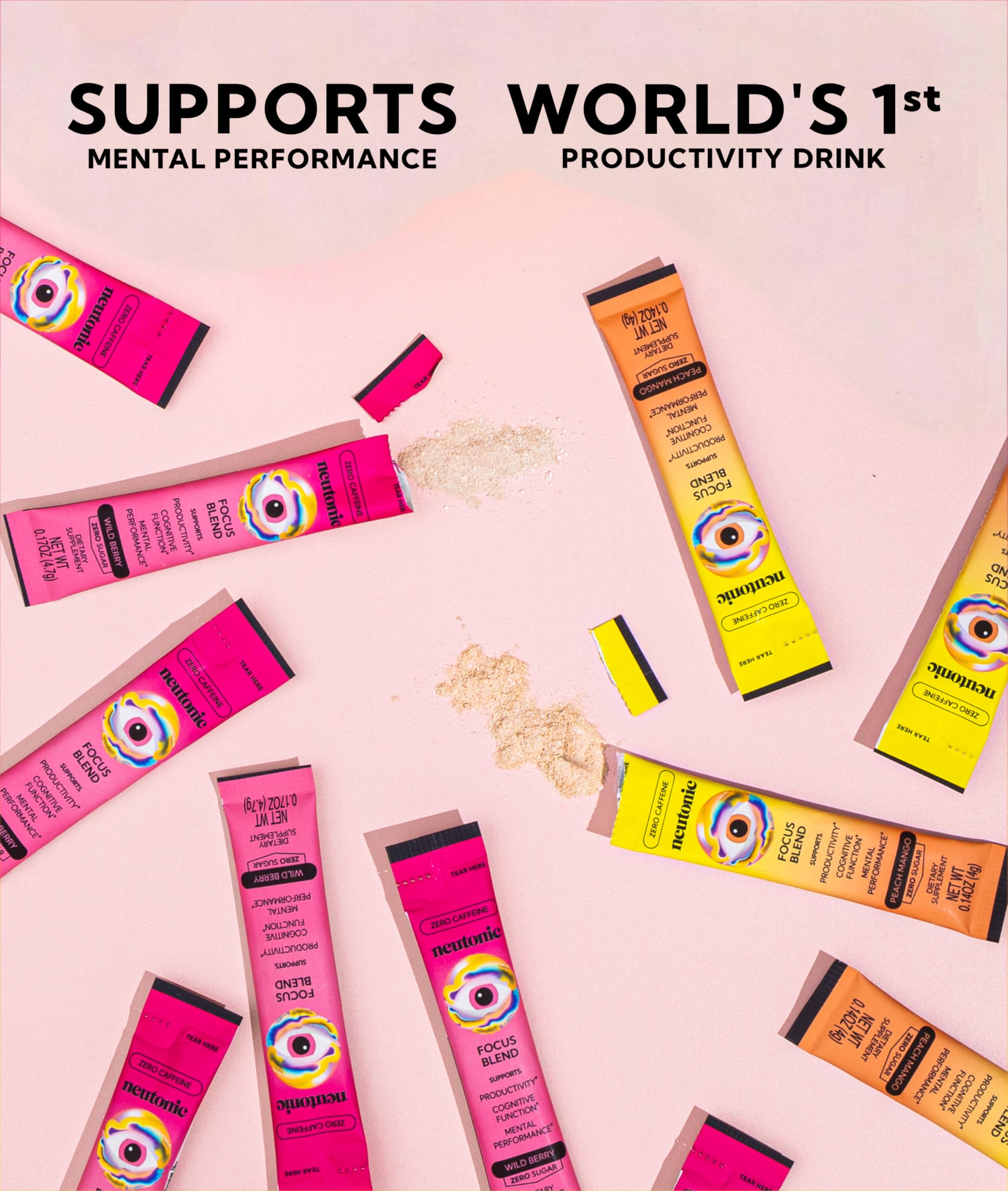 Neutonic Nootropic Focus Blend Powder | Peach Mango & Wild Berry 4 Sticks | Caffeine Free, Zero Sugar | Support Memory, Mental Clarity, Cognitive Function | Boost Focus, Energy, Brain Health Neutonic buy supplements canada