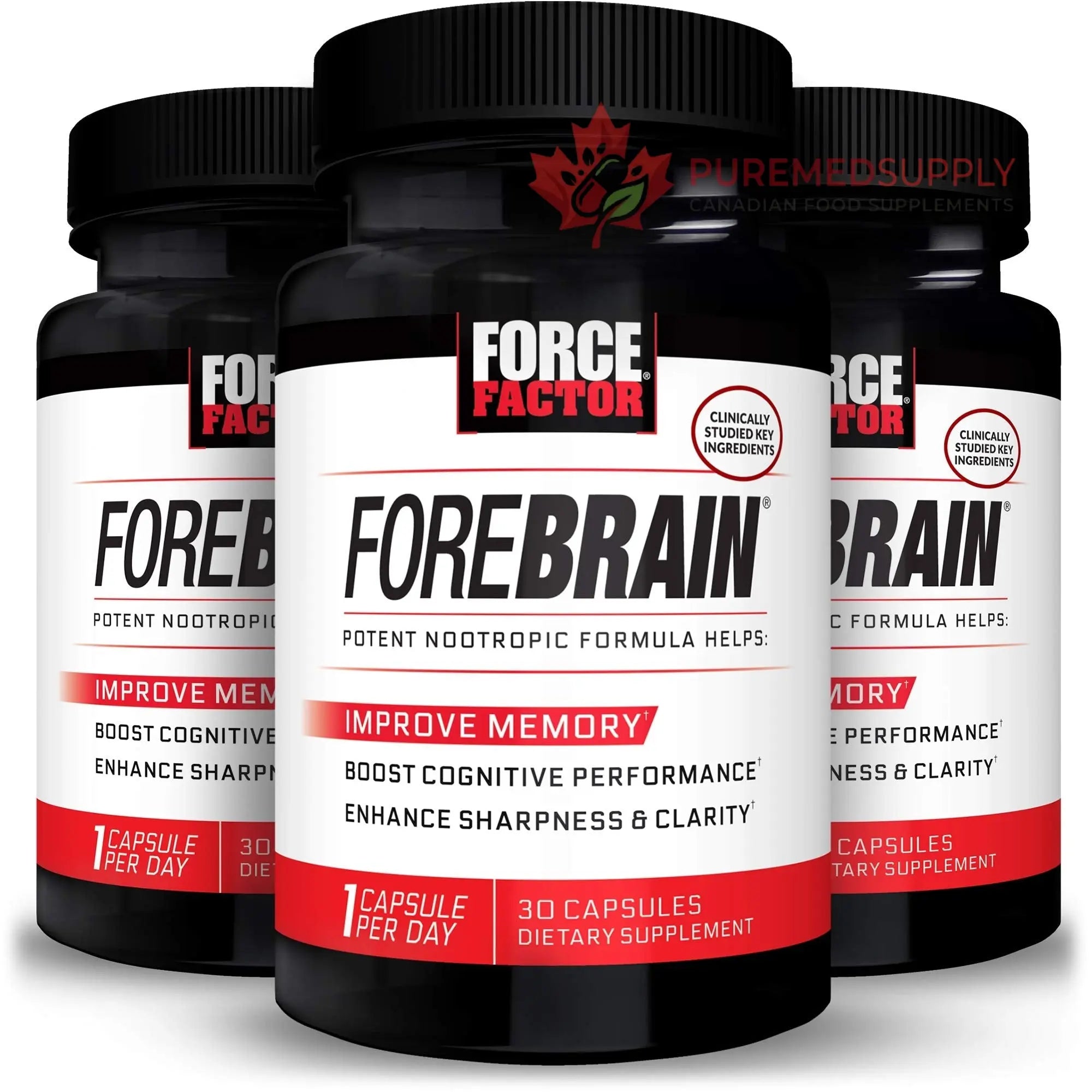 Force Factor Forebrain Nootropic Brain Supplement with Caffeine Bacopa and Huperzine A Capsules 3Pack, White, 90 Count Force Factor buy supplements canada