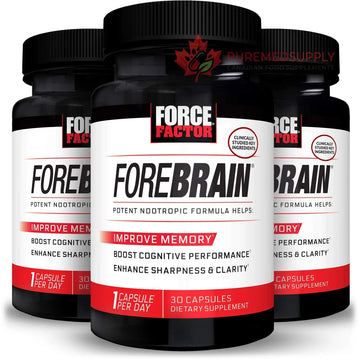 Force Factor Forebrain Nootropic Brain Supplement with Caffeine Bacopa and Huperzine A Capsules 3Pack, White, 90 Count Force Factor buy supplements canada