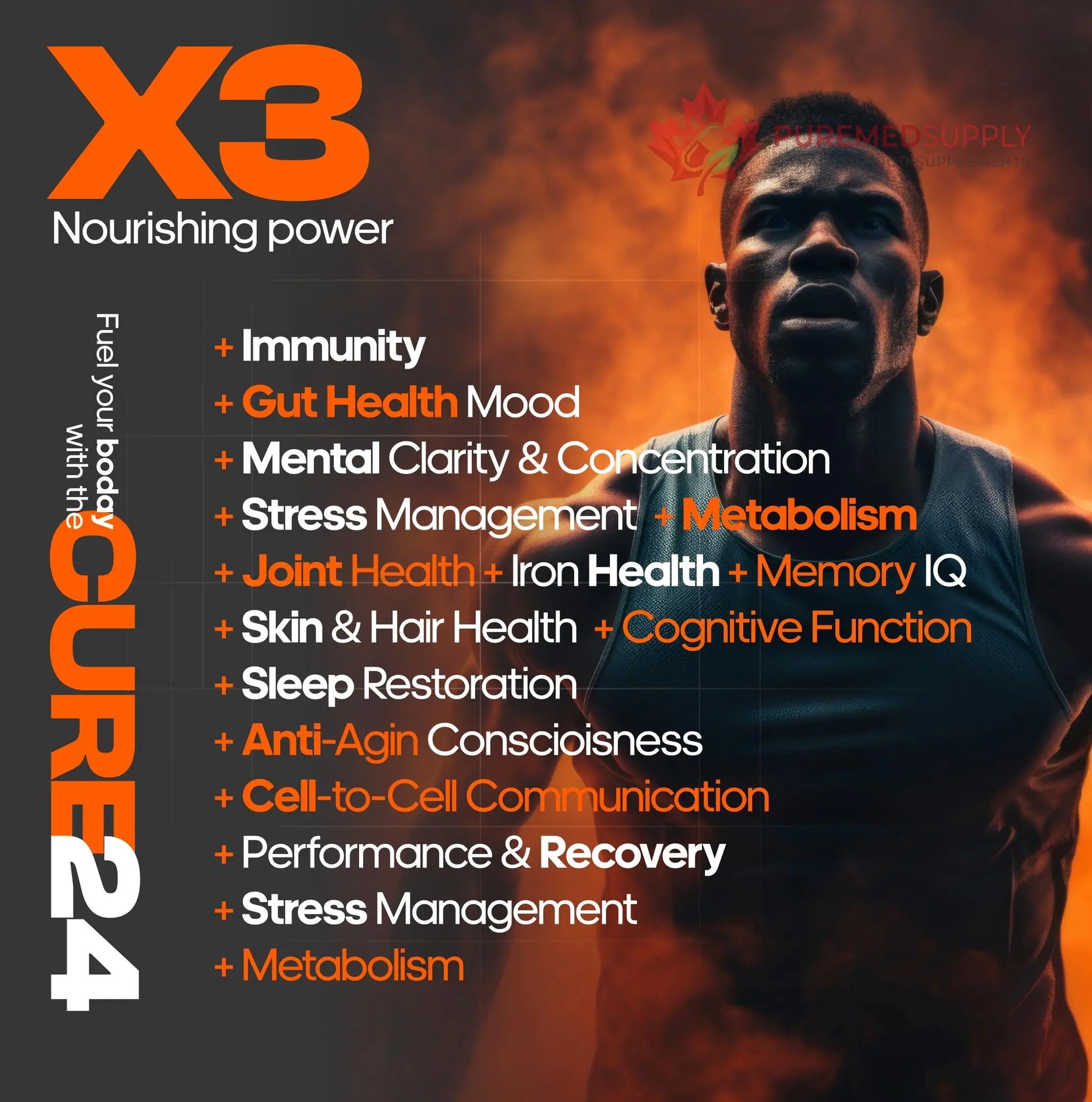 Cure24 Bovine X3 Colostrum Supplement Powder for Humans, 100% Pure Whole Natural Grass Fed Superfood, High IgG, Plus Probiotic & Prebiotic, Natural Peach-Mango Flavor, Made in USA Cure24 buy supplements canada