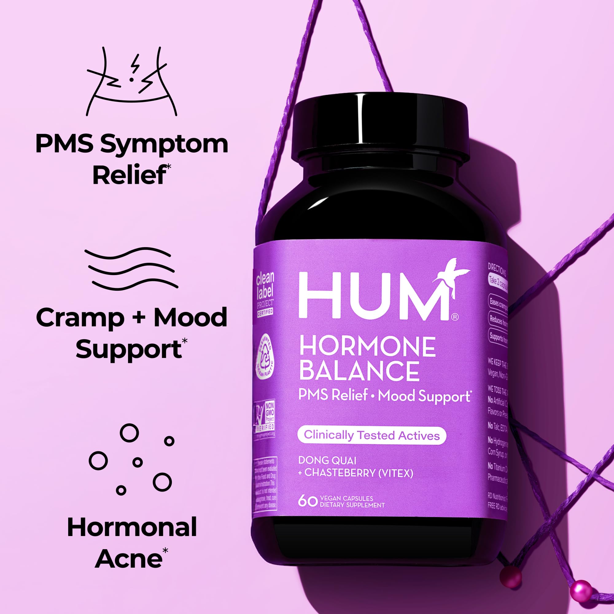 HUM Hormone Balance for Women, Supplement for Women's Health with Chasteberry & Dong Quai, Support for PMS Symptoms, Cramps, Irritability, Hormonal Balance, Monthly Support, 60 Capsules HUM buy supplements canada