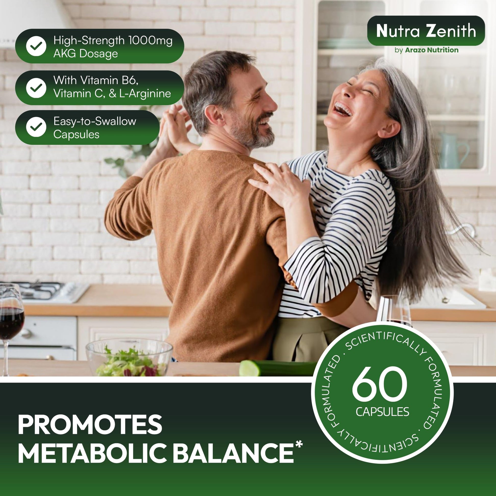 AKG Anti-Aging & Energy Boost Supplement with Vitamin B6, Vitamin C & L-Arginine – 60 Capsules for Youthful Skin, Cellular Renewal & Vitality Support Arazo Nutrition buy supplements canada