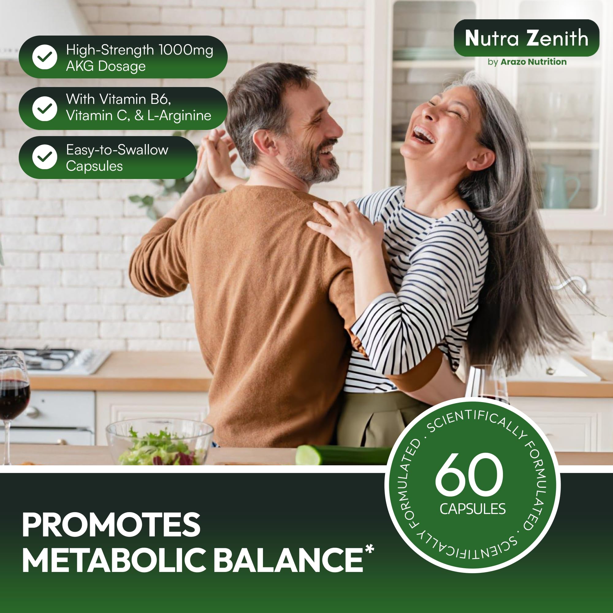 AKG Anti-Aging & Energy Boost Supplement with Vitamin B6, Vitamin C & L-Arginine – 60 Capsules for Youthful Skin, Cellular Renewal & Vitality Support Arazo Nutrition buy supplements canada