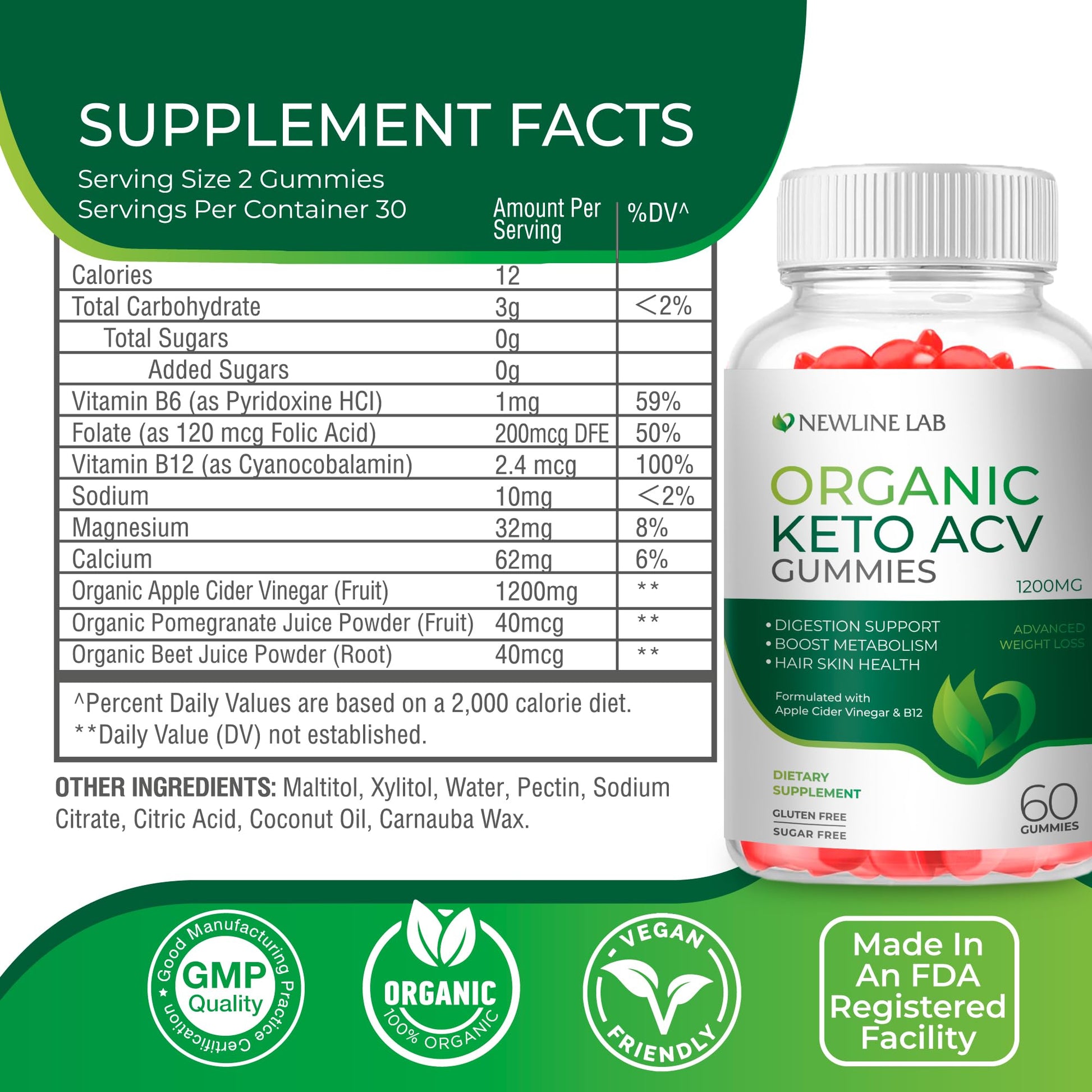 Organic Keto ACV Gummies for Advanced Weight Loss Fat Burn - Sugar Gluten Free Apple Newline Lab buy supplements canada