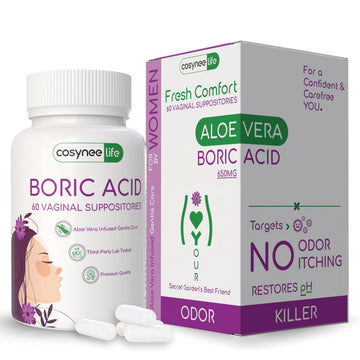 cosynee Boric Acid Capsules for Women with Aloe Vera – 60 Capsules, 650mg Each – Feminine Hygiene Support cosynee buy supplements canada
