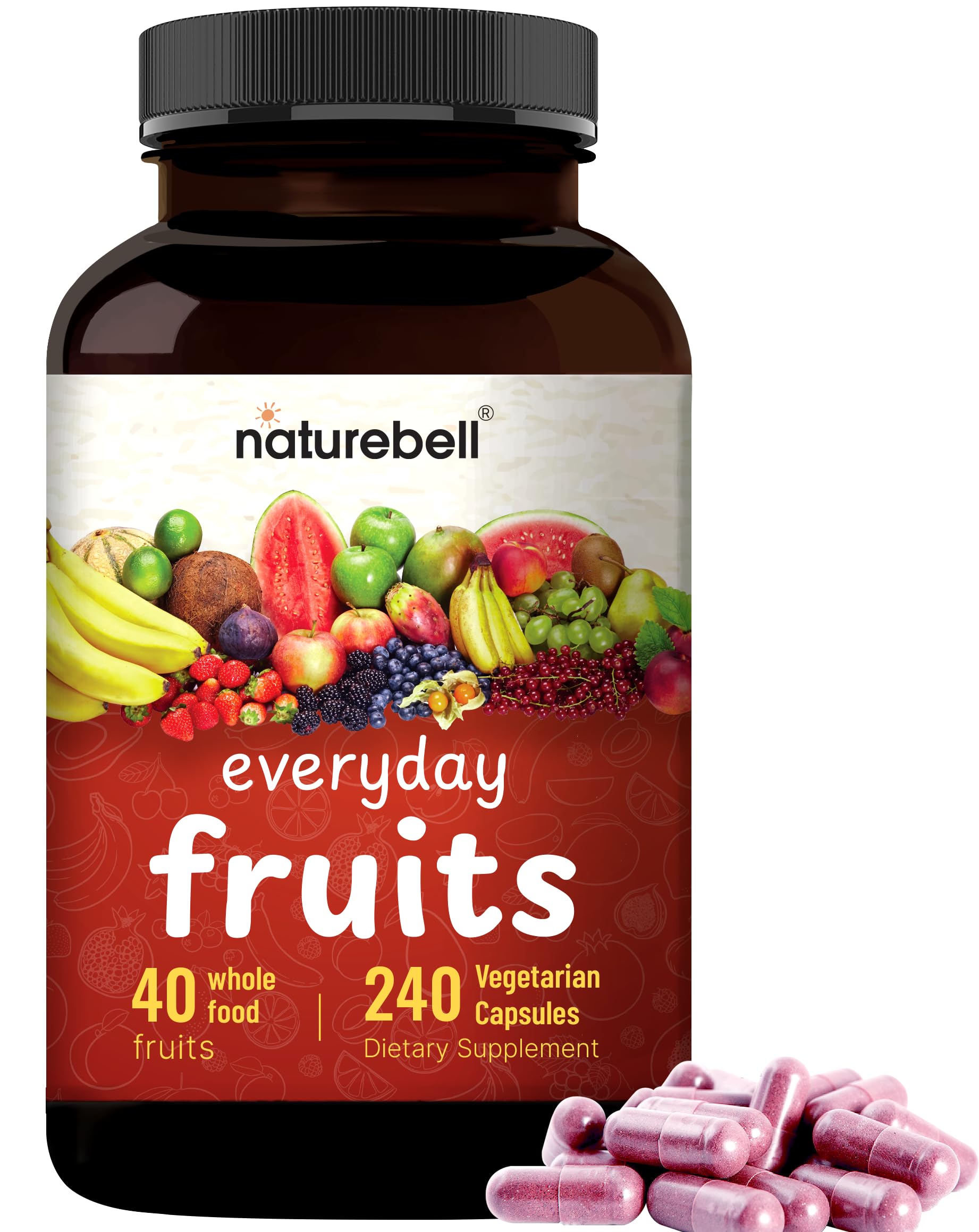 Fruit and Veggies Supplement – 480 Total Vegetarian Capsules | Balance of Natural 40 Whole Fruits & Veggies Blend | Fresh Superfood Formula with Vitamins and Minerals – Non-GMO NatureBell buy supplements canada