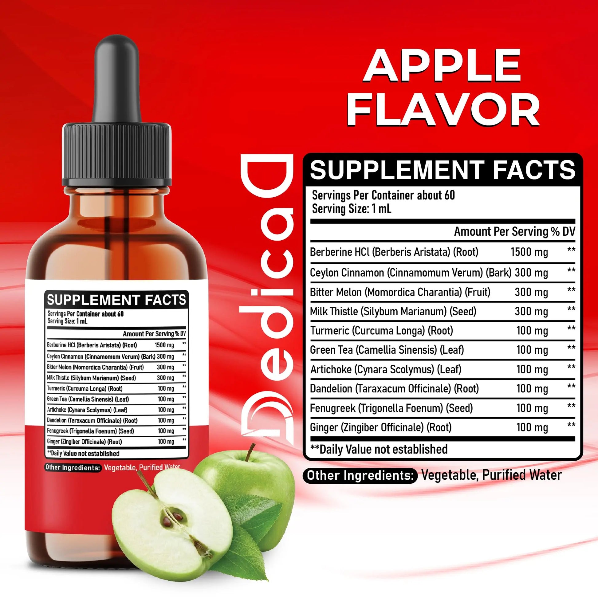 DEDICAD 10in1 Berberine HCl Drops - Liposomal Berberine Liquid - Activator Berberine with Ceylon Cinnamon, Bitter Melon, and 7 More - 60ml DEDICAD buy supplements canada