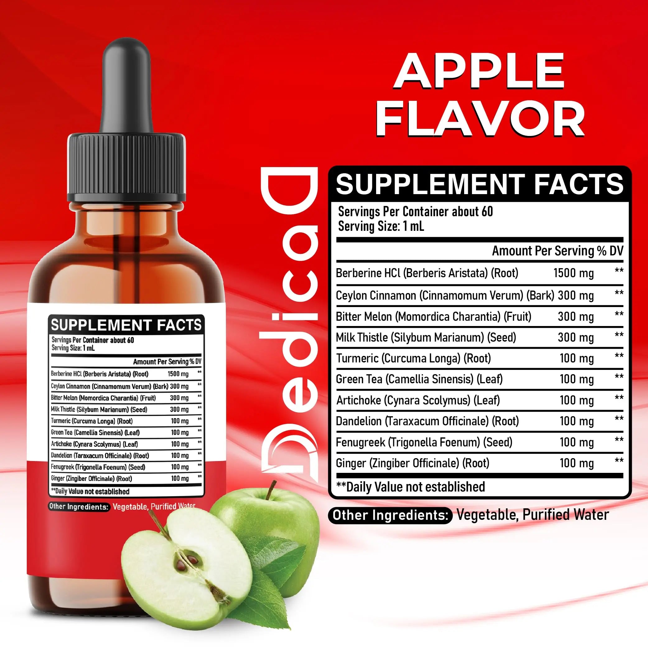 DEDICAD 10in1 Berberine HCl Drops - Liposomal Berberine Liquid - Activator Berberine with Ceylon Cinnamon, Bitter Melon, and 7 More - 60ml DEDICAD buy supplements canada