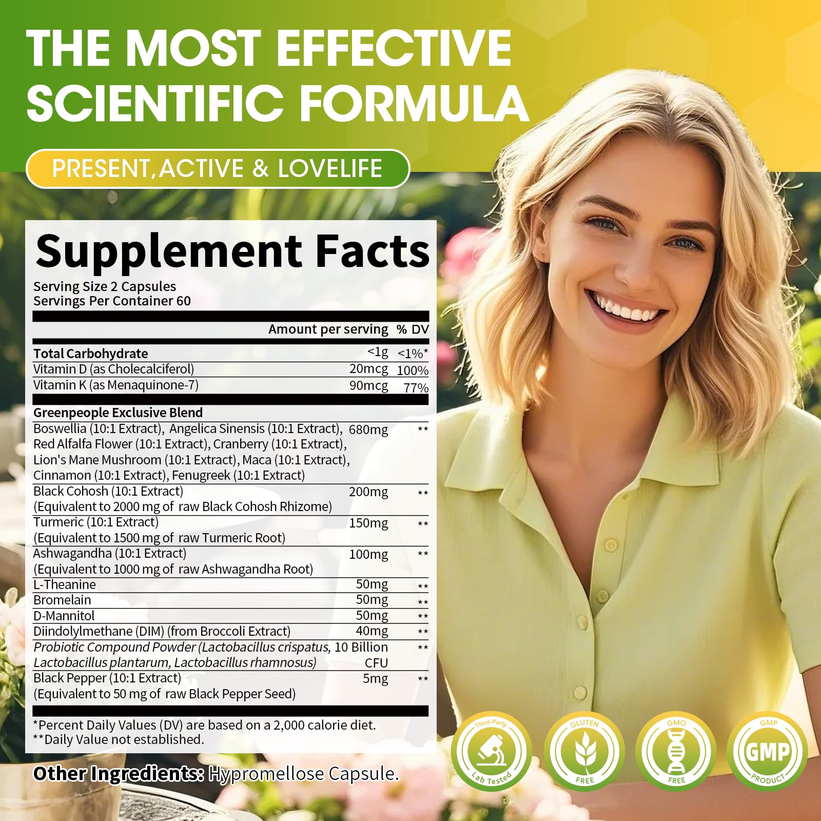 GREENPEOPLE Menopause Supplements for Women - Black Cohosh & Ashwagandha for Hot Flashes, Night Sweats, Mood Swings, Hormonal Balance Support,10 Billion CFU Probiotic - 120 Capsules Vegan Gluten-Free GREENPEOPLE buy supplements canada