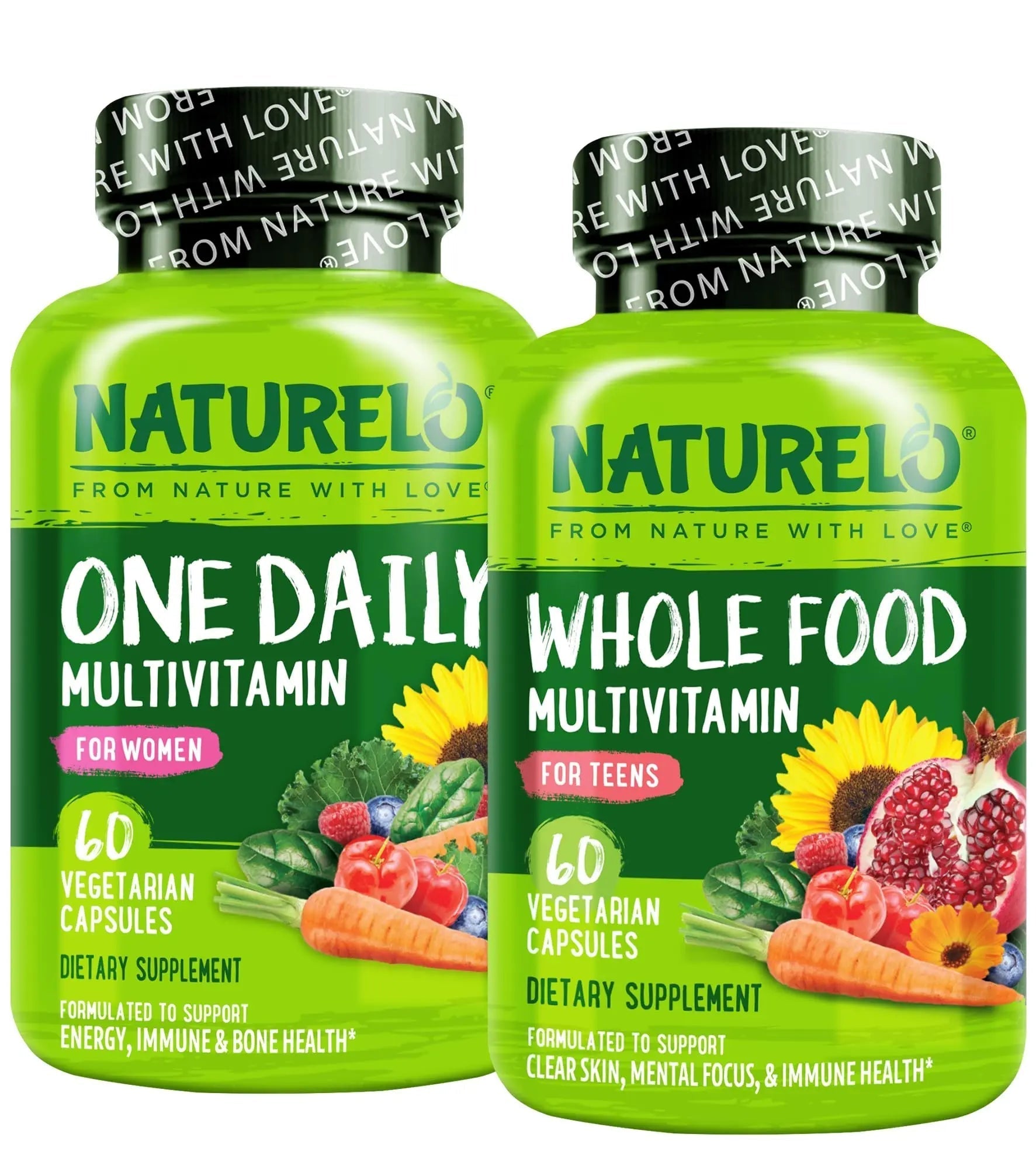 NATURELO Teen Multivitamin - Whole Food, 60 Capsules and One Daily Multivitamin for Women, 60 Capsules - 2 Month Supply Bundle NATURELO buy supplements canada