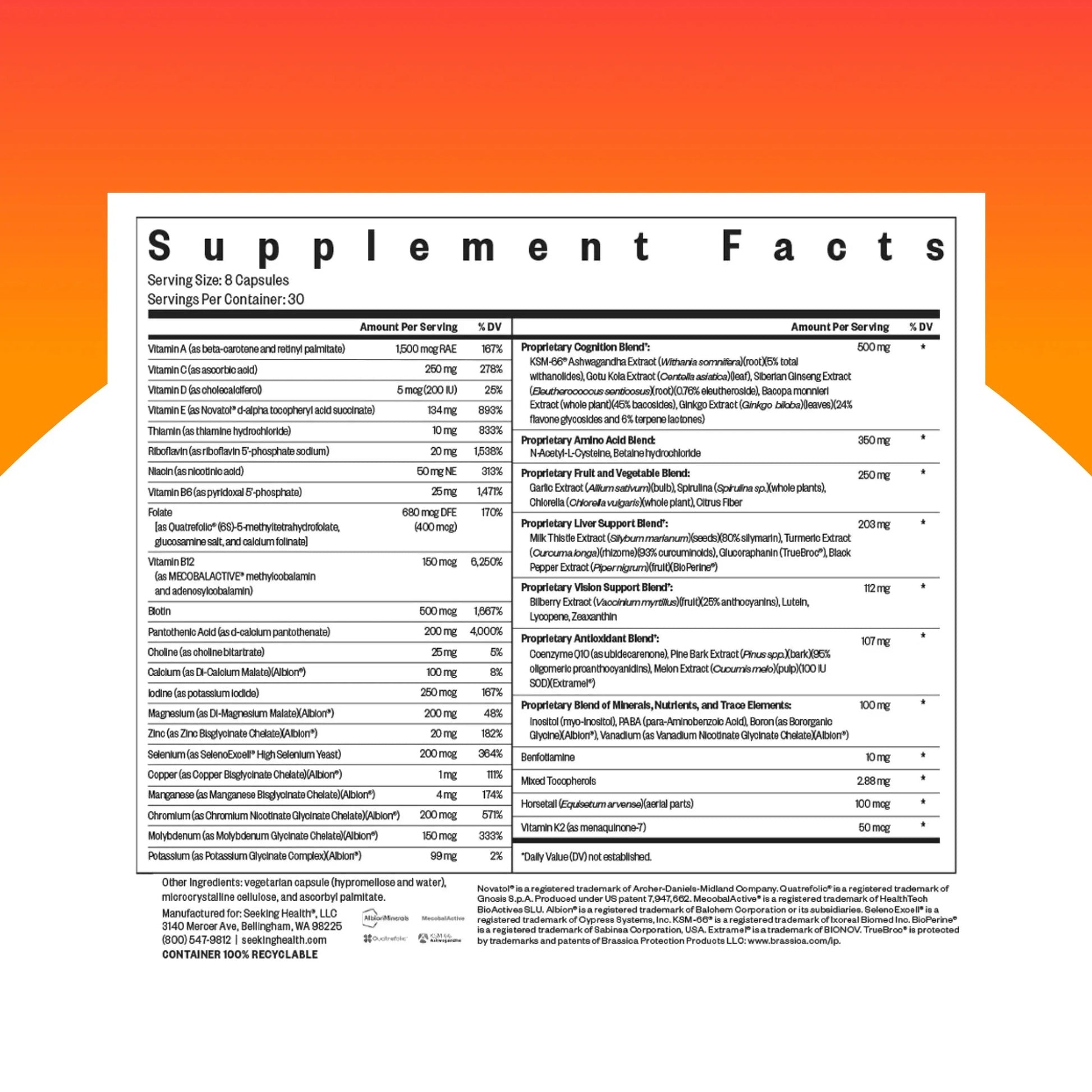 Seeking Health Optimal Multivitamin, Active B Vitamins and L-5-MTHF, Riboflavin, B6, Bioavailable Folate and B12, CoQ10 Seeking Health buy supplements canada