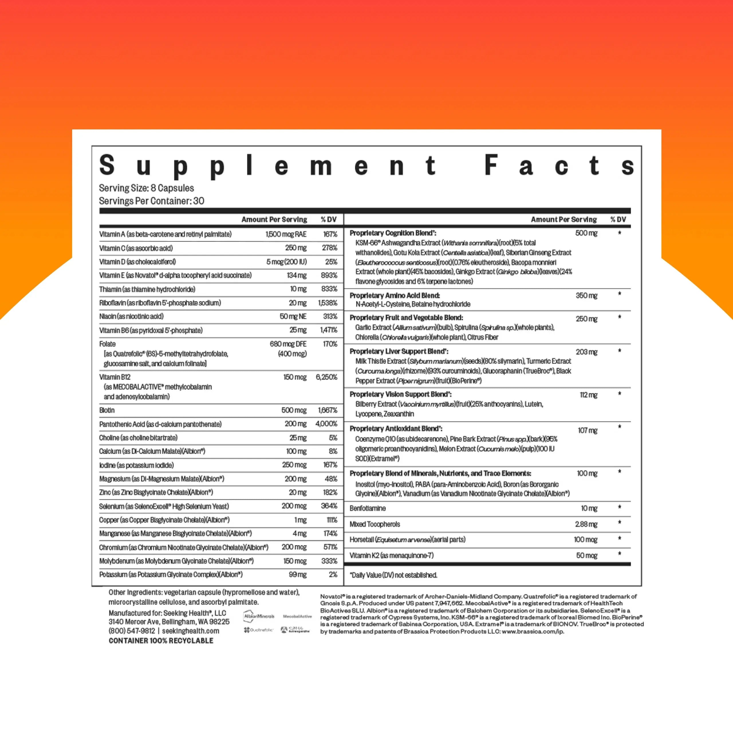 Seeking Health Optimal Multivitamin, Active B Vitamins and L-5-MTHF, Riboflavin, B6, Bioavailable Folate and B12, CoQ10 Seeking Health buy supplements canada