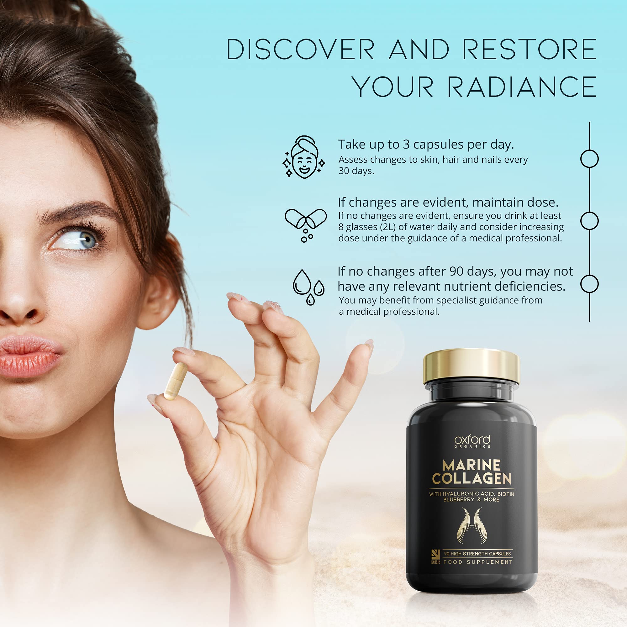 Advanced Marine Collagen Capsules | 1735mg Superfood & Vitamin Boosted Complex for Glowing Hair, Skin & Nails Oxford Organics buy supplements canada
