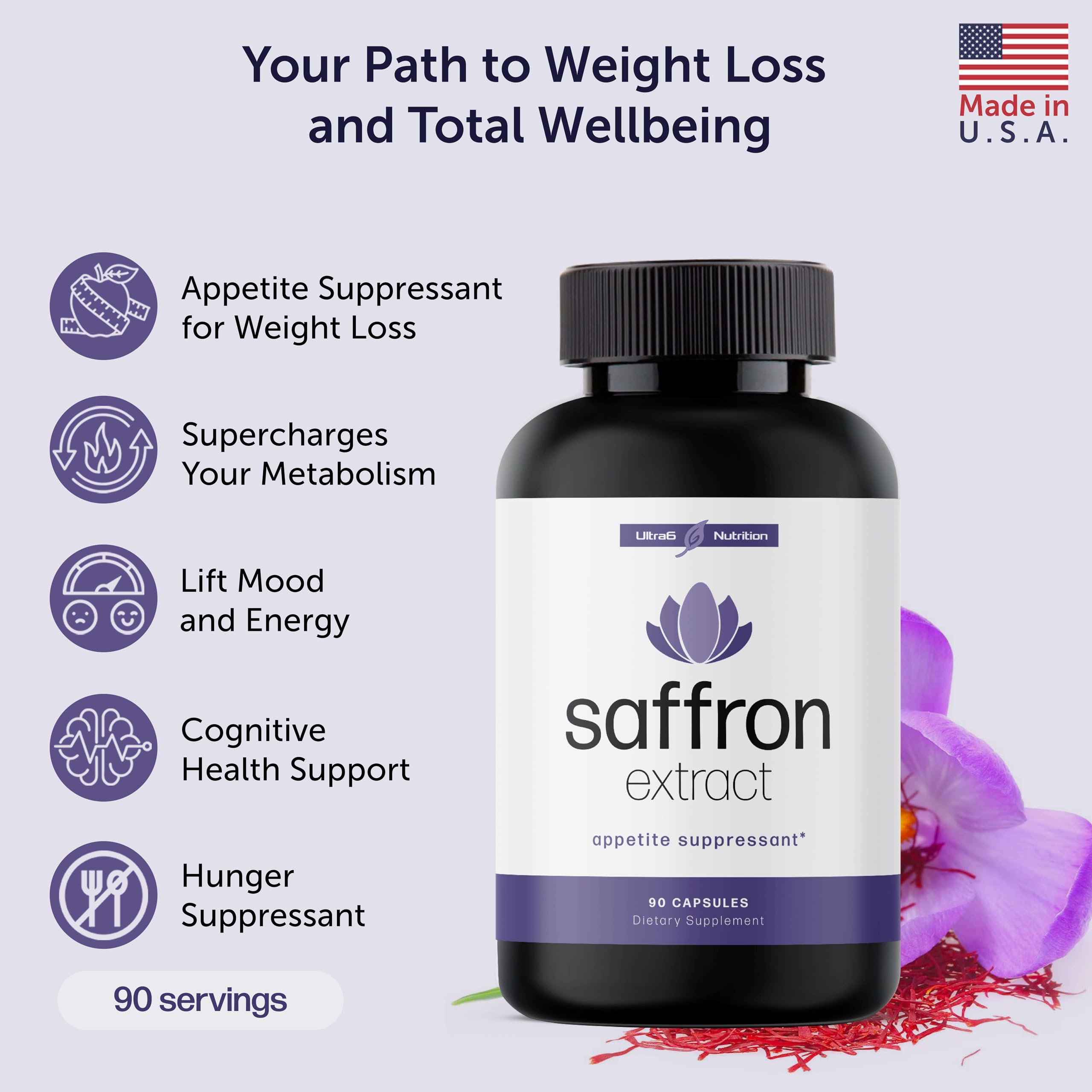 Pure Saffron Extract - Appetite Suppressant for Weight Loss Women & Men - Natural Hunger Ultra6 Nutrition buy supplements canada