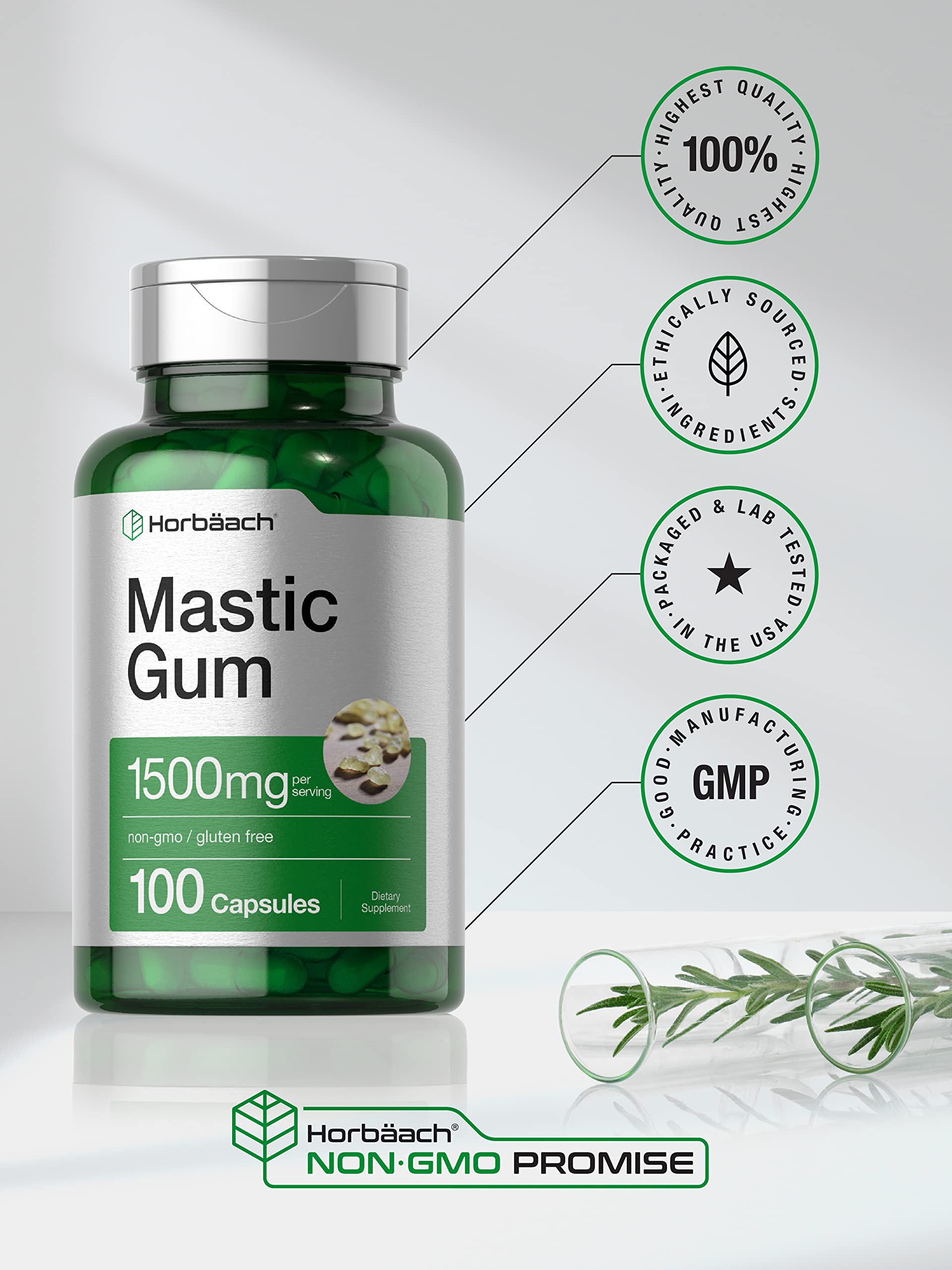 Mastic Gum Capsules 1500mg 100 Count | Non-GMO & Gluten Free | by Horbaach Horbäach buy supplements canada