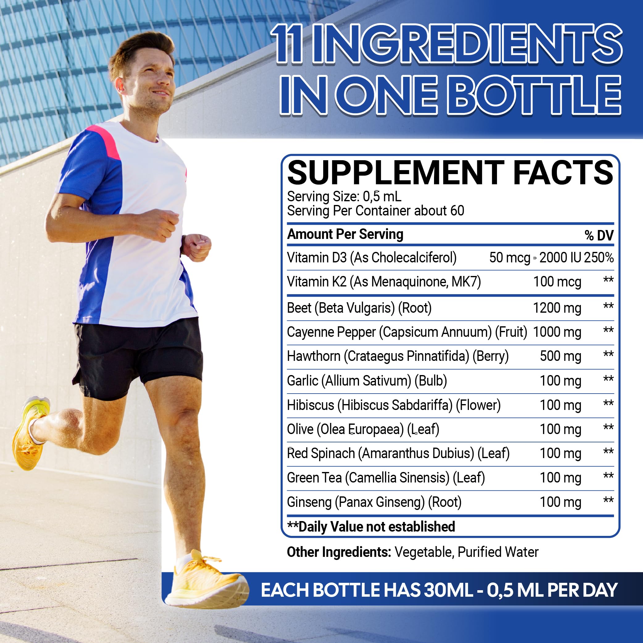 11in1 Beet Root Liquid Drops - Support Overall Wellness - with Vitamin D3, Vitamin K2, Hawthorn Berry, Cayenne Pepper, Garlic, Hibiscus, Olive, Red Spinach, Green Tea - 1 FL Oz - 60 Day Supply Mecisco buy supplements canada